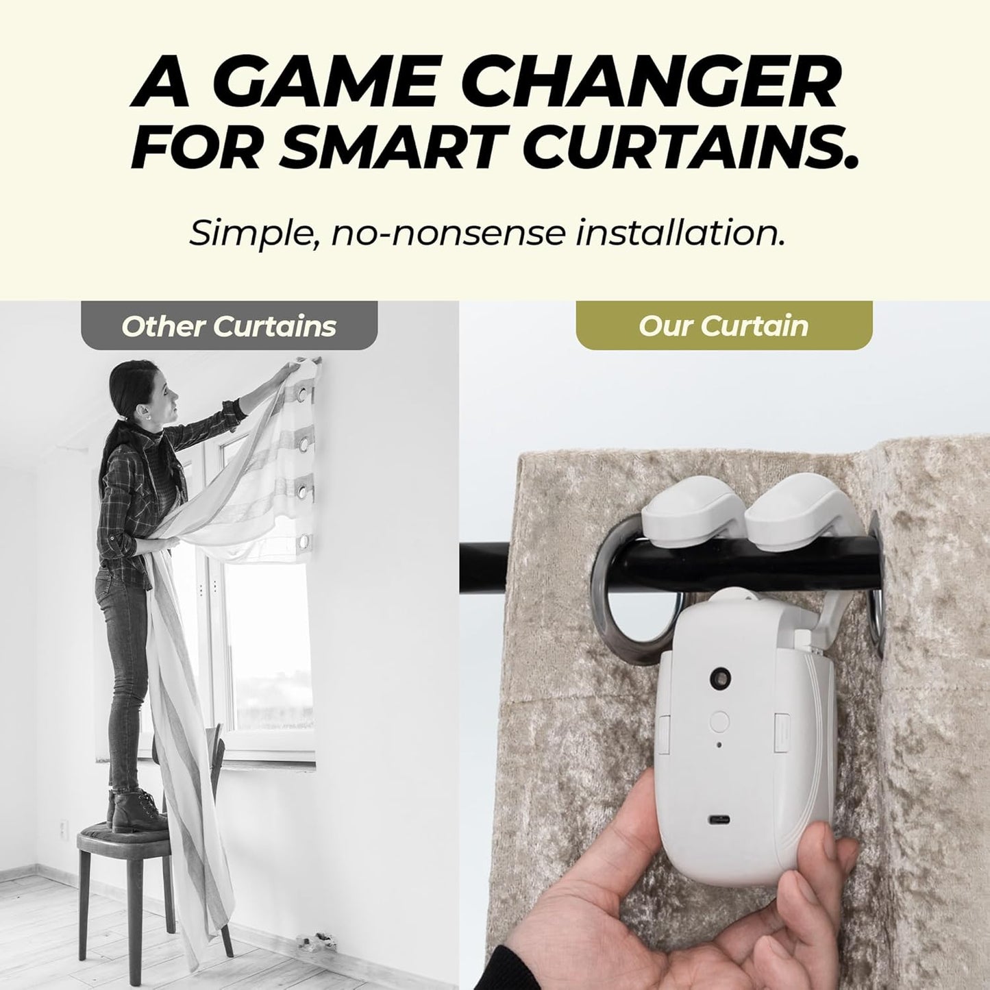 Smart Curtain Opener with Remote Control - High-Performance Motor for Roman, T/U-Shaped Tracks - Automated Opening/Closing (WiFi)
