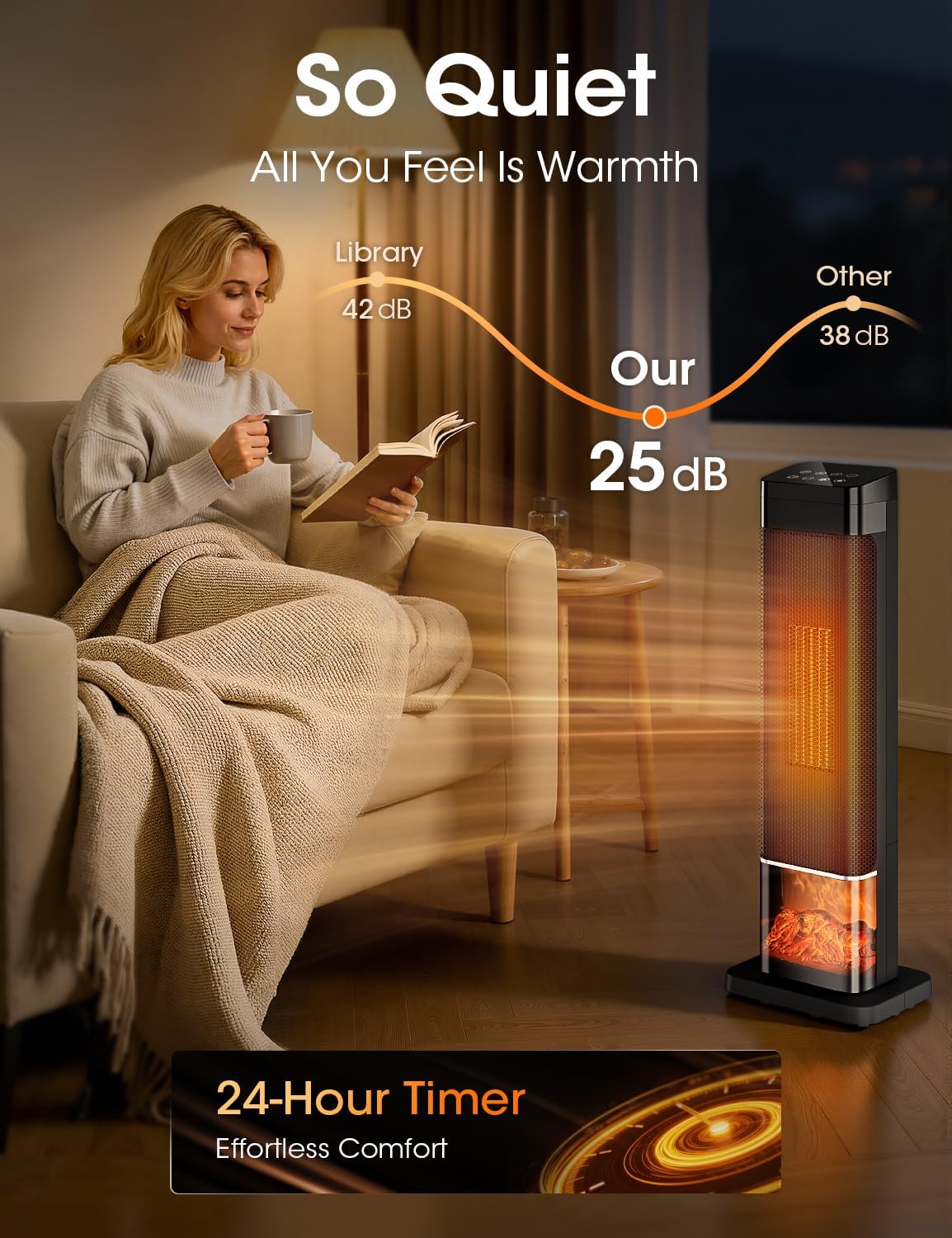 Manastin Space Heaters for Indoor Use, Electric Heaters with Remote, Adjustable Thermostat, 120° Oscillation, 24H Timer, Child Lock & Safety Protection, Portable Heater for Large Room, Office, Garage