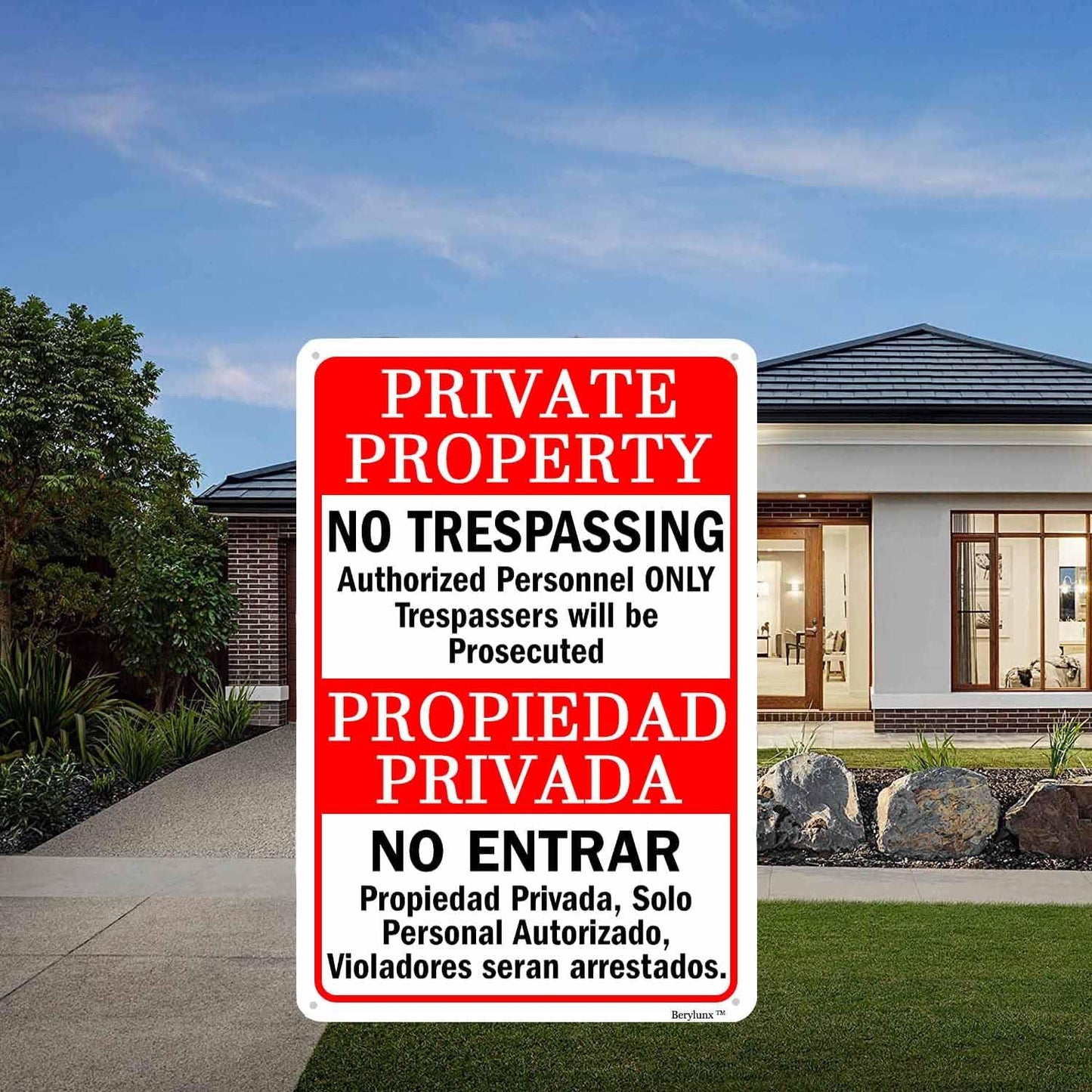 Private Property Sign,No Trespassing Signs,Home Safety Warning Sign,Outdoor Safety Sign, "Private Property - No Trespassing" 12"x16" Aluminum Sign