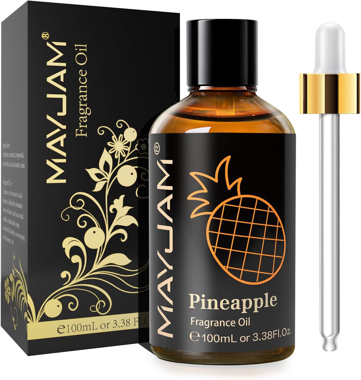 MAYJAM 100ML/3.38FL.OZ Pineapple Fragrance Oils with Glass Dropper, Essential Oils for Diffusers for Home, Long Lasting Scented Oils for Diffusers Soap Candle Making