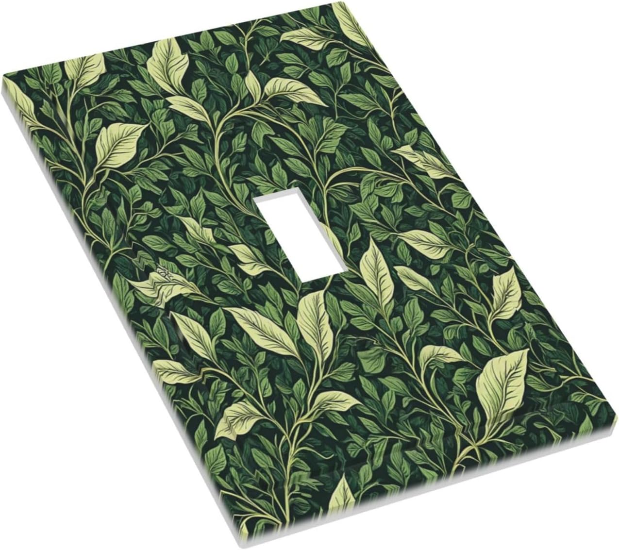 Vintage Green Plant Leaves Single Toggle Light Switch Cover plate Outlet Cover Decorative Switchplate Wall Plates Electrical Panel Cover for Bathroom Living Room 5 X 3 IN