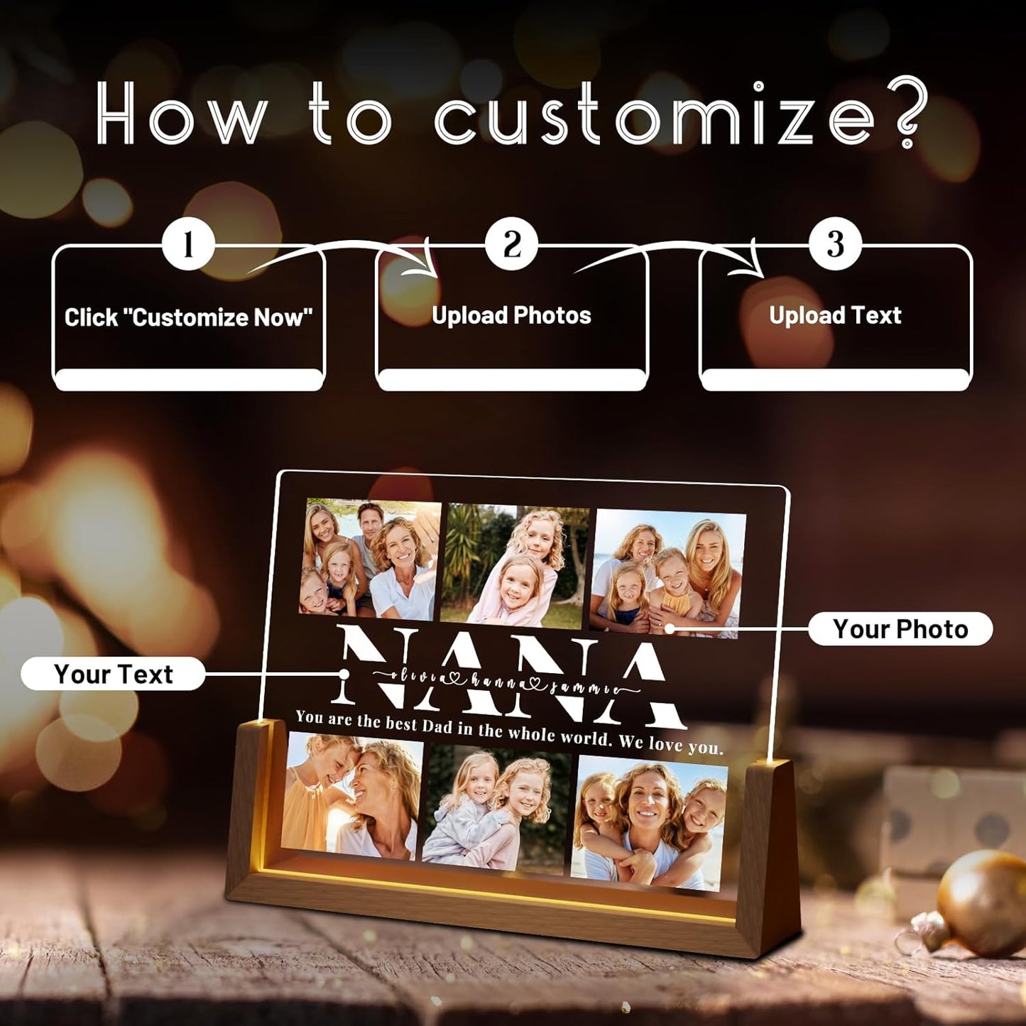 Photo Decorative Plaque Personalized Nana Gifts, Custom Nana Gifts on Mothers Day, Customized Nana Picture Frame, Best Nana Ever Gifts on Birthday