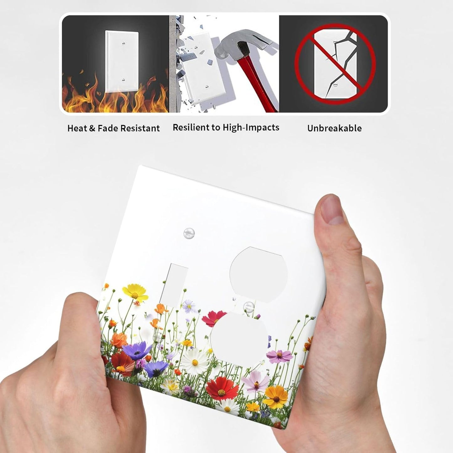 Wallplates Colorful Wildflowers Plant Floral Daisy 1 Toggle 1 Duplex Switch Plate Electrical Gfci Faceplate Decorative Light Switch Covers For Bed Room Living Room Decor