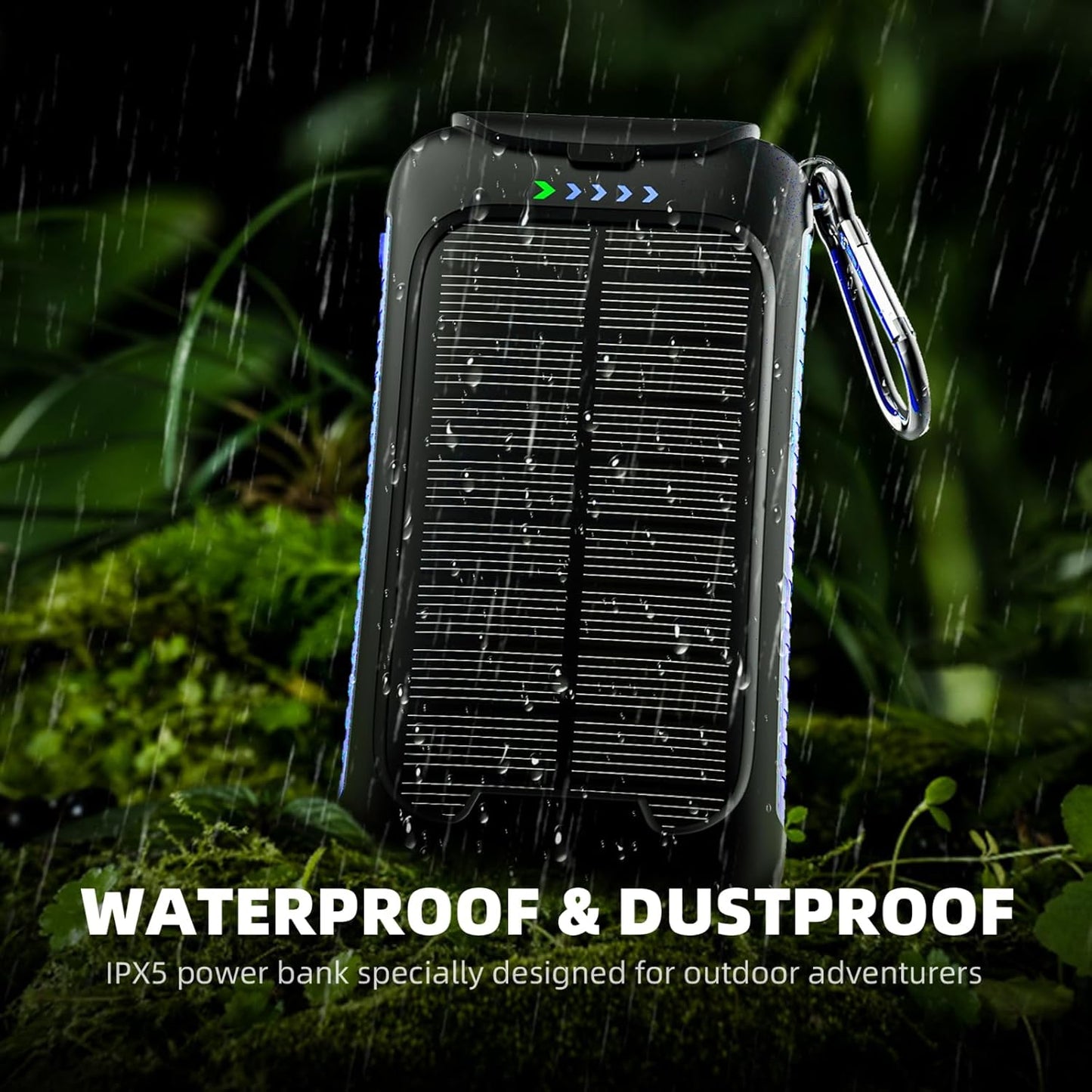 Solar Charger Power Bank 49800mAh - Portable Fast Charging Power Bank with Type-C & Dual USB Ports, Compatible with iPhone, Samsung & More, Waterproof Solar Panel for Camping, Hiking, and Outdoor Use