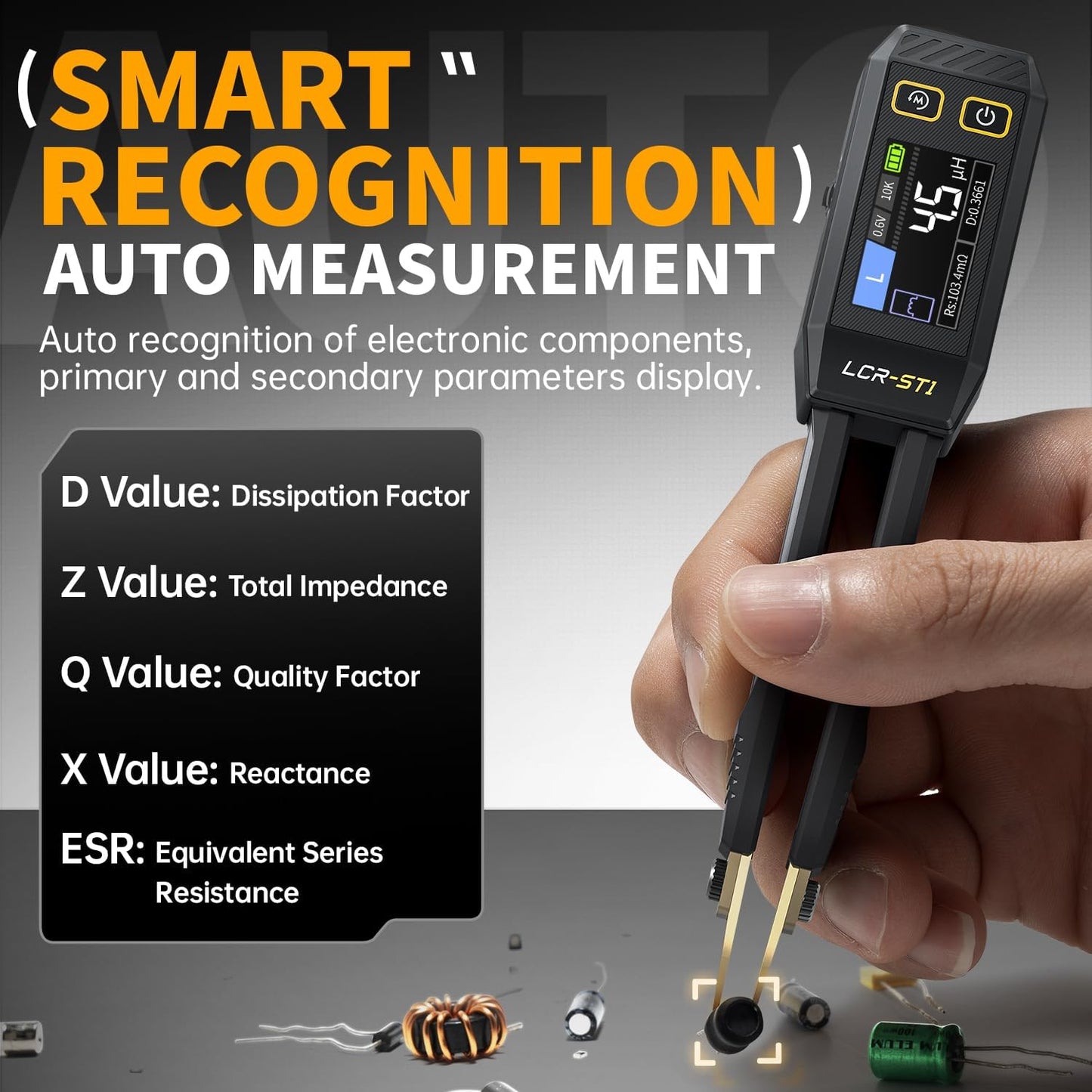 LCR-ST1 Mini Smart Bridge Tweezer LCR SMD Tester Resistance Capacitance Inductance Continuity Diode Test Measurement Tools