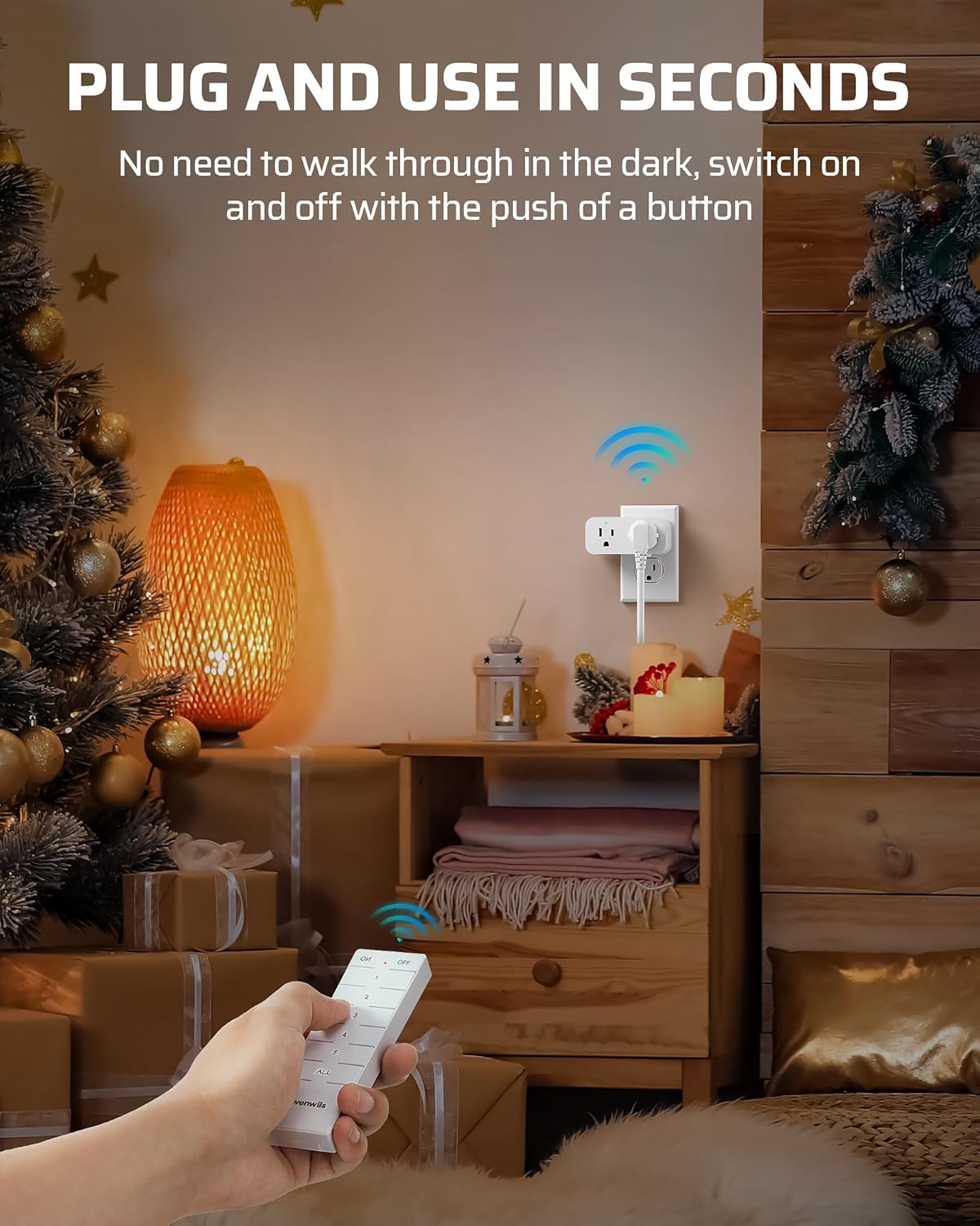 DEWENWILS Remote Control Outlet, Indoor Remote Outlet 2 Pack with 4 Independent Control & 1 All Control, Remote Outlet Switch for Lamp, Fan, Vacs, Christmas Light, 100FT Range, 15A/1875W