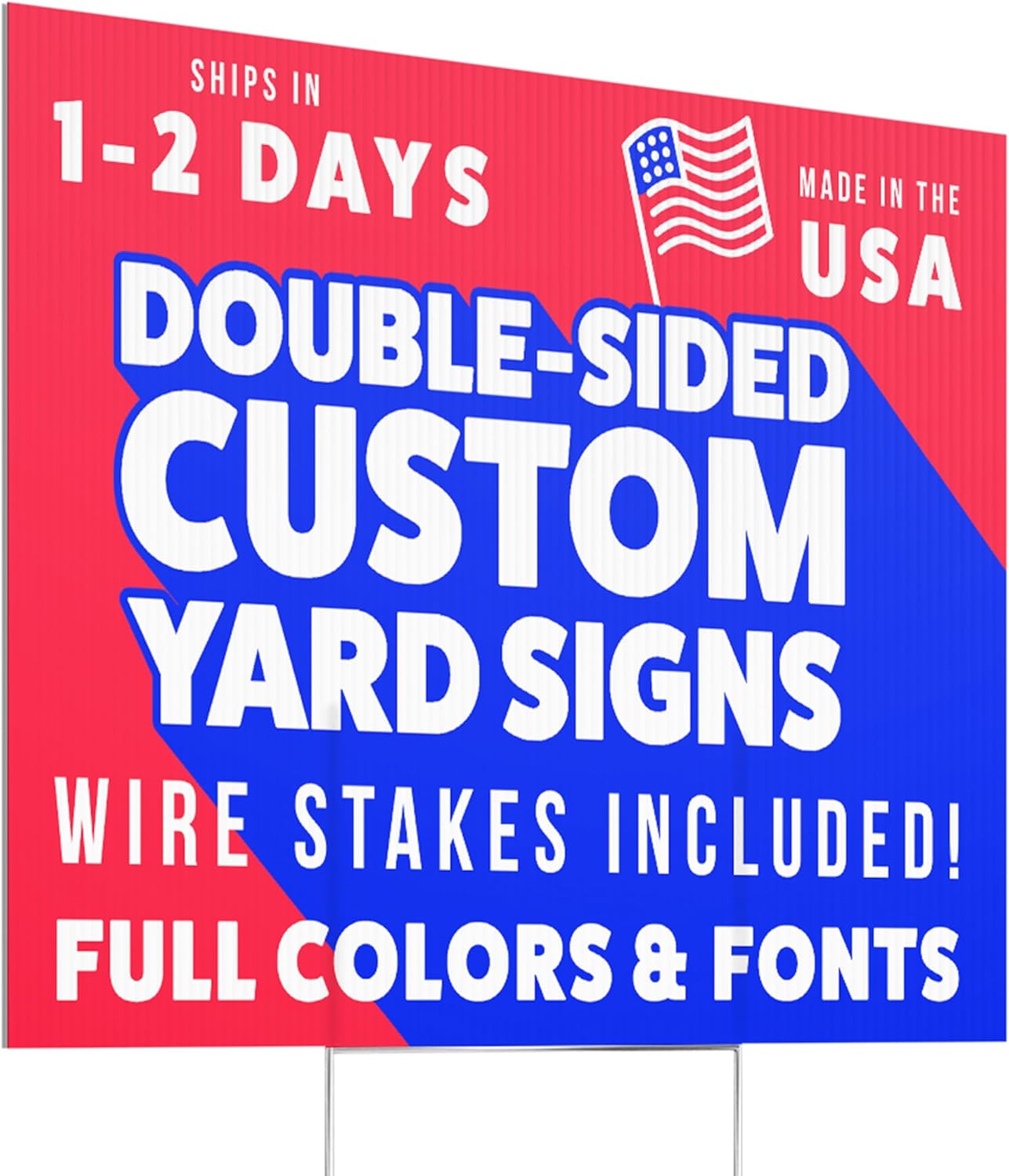 100 pack 24x18" Double Sided Customizable Outdoor Yard Sign made from Corrugated Plastic with Metal "H" Stake, Easy to Design, Sign for Business, Garage or Yard Sale, Home, Office, (24" x 18" - Qty 100)