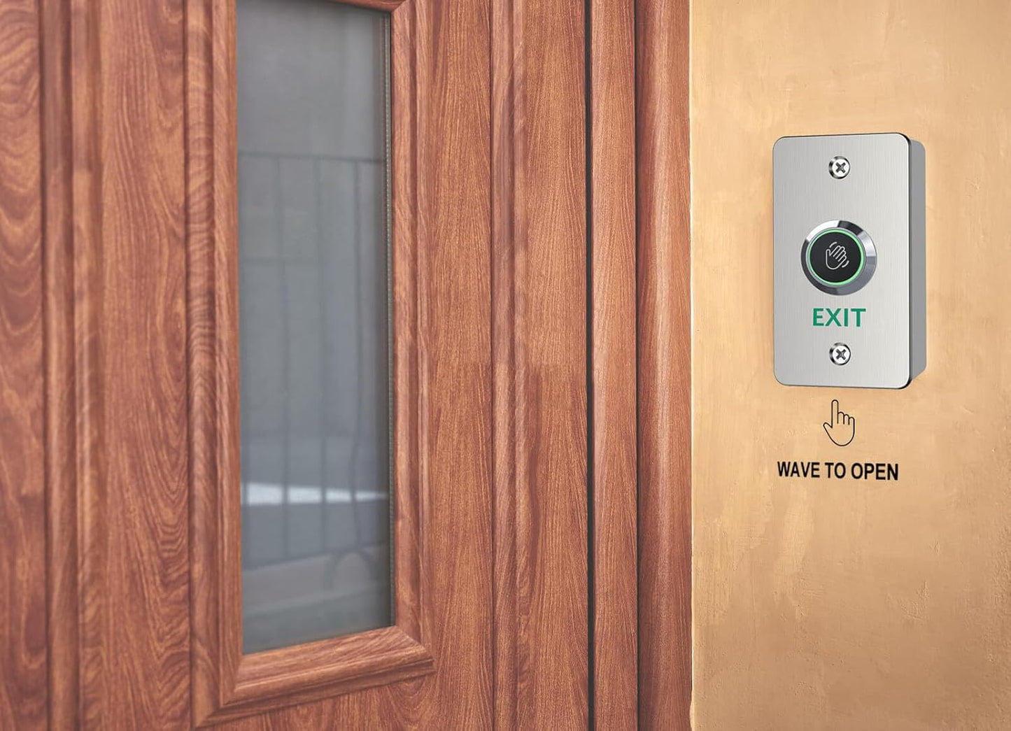 Infrared Sensor Exit Button with Back Box IR Touchless Door Release 304 Stainless Steel IP67 Waterproof with LED Indicator for Access Control Systems