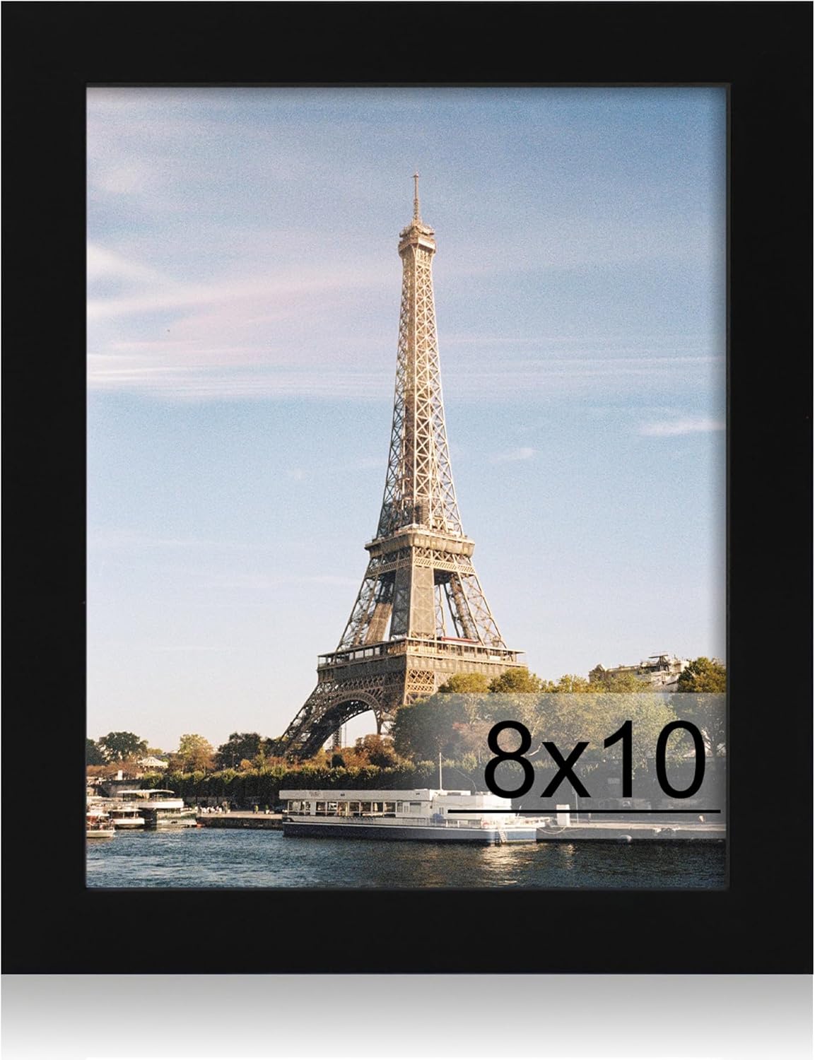 iRahmen 8x10 Picture Frame with HD Tempered Glass, Wood Photo Frames for Tabletop and Wall Mount (Black, 1 Pack)