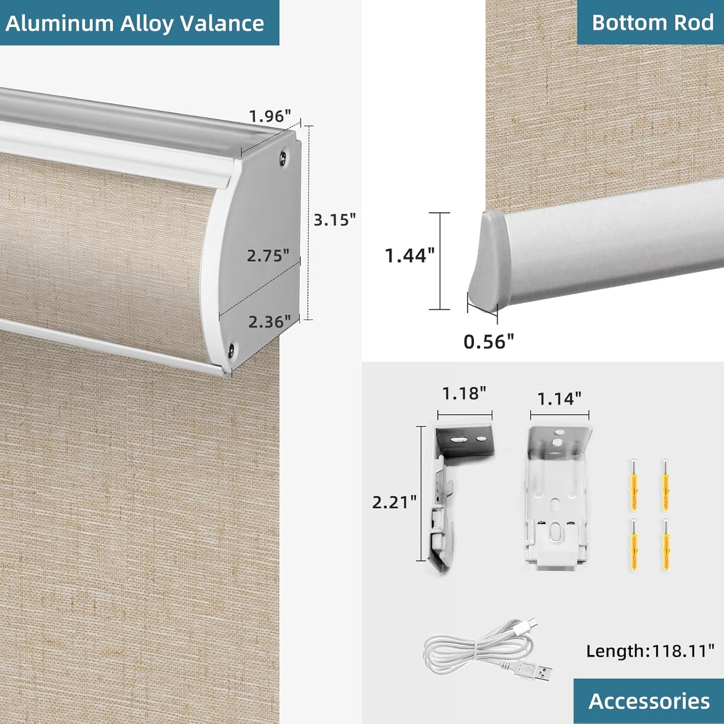 SmartWings Motorized Roller Shades Work with Homekit, 100% Blackout Smart Blinds for Windows, Cordless Remote Control Window Shades, Linen Caramel, Customized Size