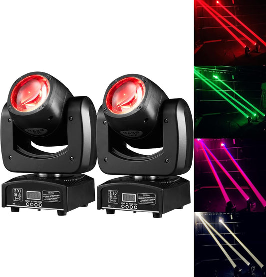 90W LED Moving Head DJ Lights Mini Beam Stage Lights Super Bright Spot RGBW 4IN1 DMX 512 13CH Sound-Activated for Wedding DJ Party Stage Lighting (90W, 2)