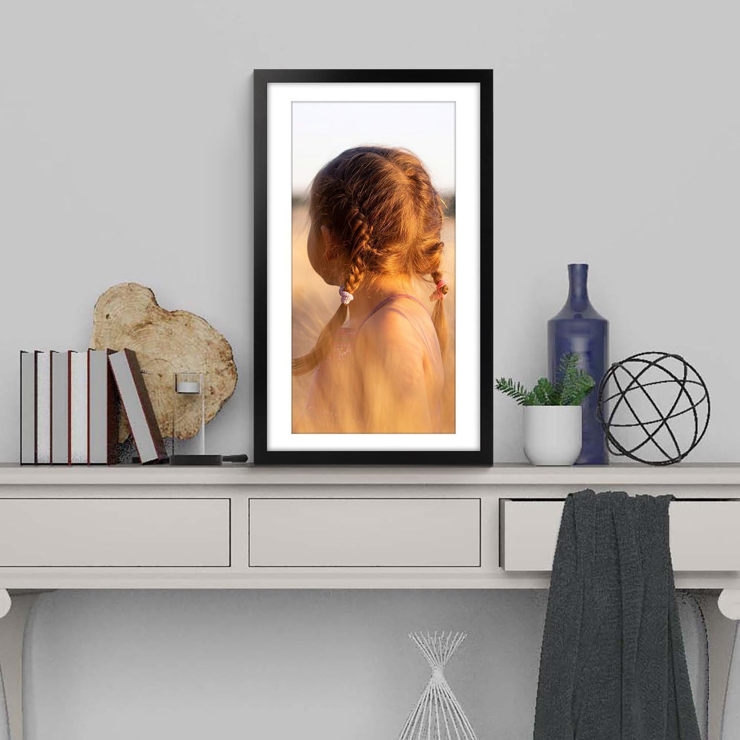 Golden State Art, 14x24 Picture Frame with Mat for 11x22 - High Definition Glass Wall Mounting Horizontal Vertical Display (Black, 1 Pack)