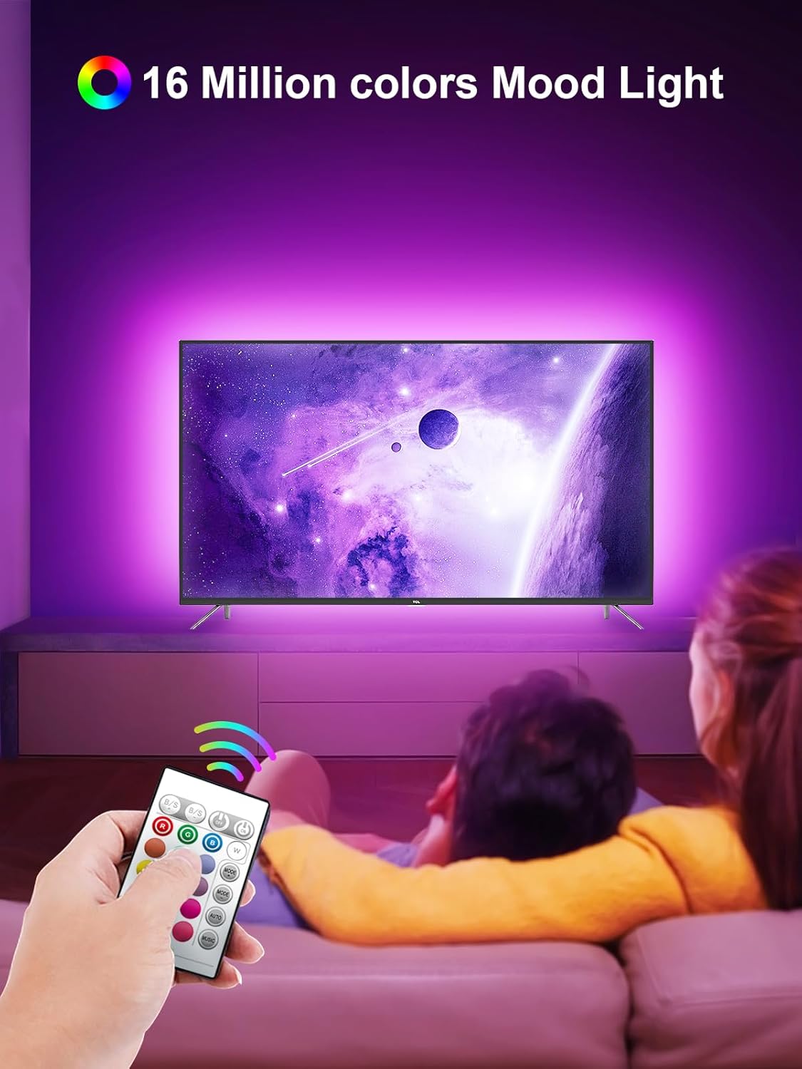 GIPOYENT TV LED Lights, 13.1Ft LED Lights for 40-65 Inch, TV Behind with Bluetooth Function - RGB Color Changing Light Strip for Home Theater(13.1ft)