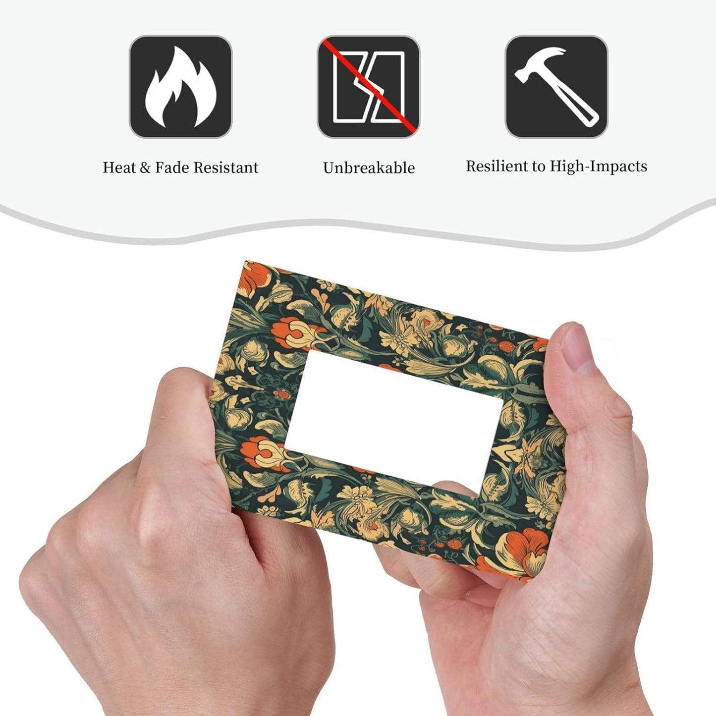 Decorative Outlet Covers William Morris Abstract Floral Plant Pattern Orangeyellowgreen 1 Gang Single Rocker Light Switch Cover Plate Wall Plates GFCI Faceplate for Bedroom living Room Decor
