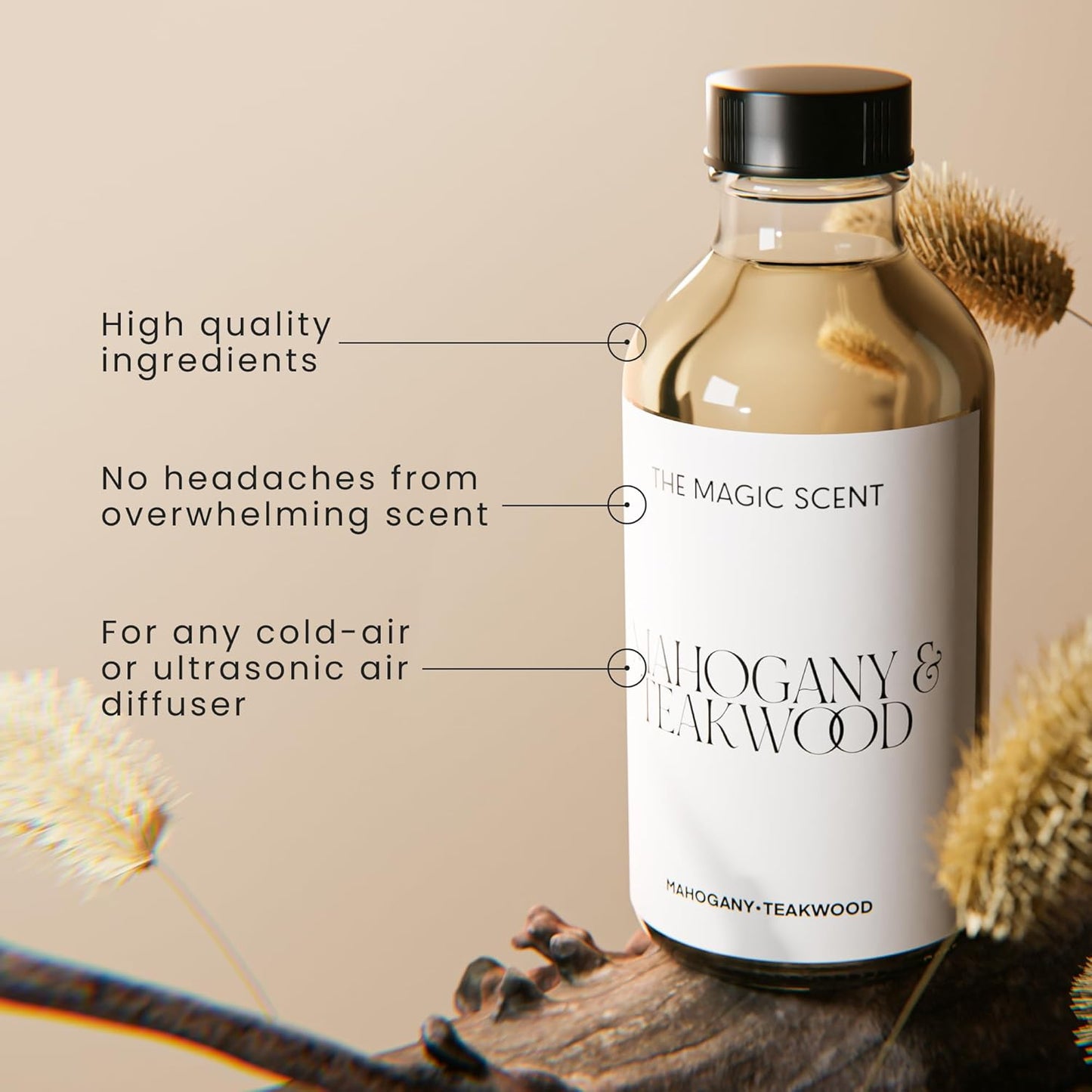 The Magic Scent Mahogany & Teakwood Diffuser Oil - Hotel & Home Luxury Scents Inspired by Abercrombie & Fitch - Diffuser Oil Scents for Home Designed for Use in All Diffusers - 16.9 fl oz, 500 mL