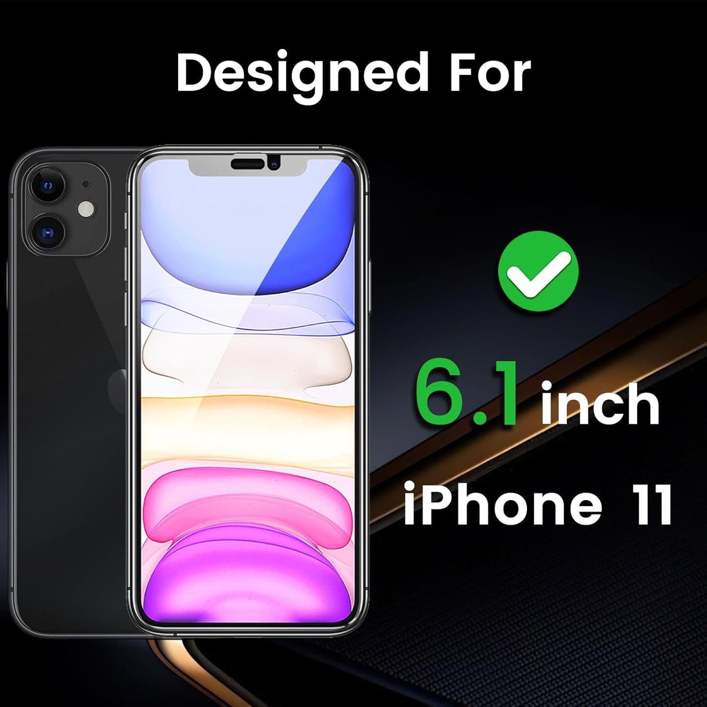 3 Pack Privacy Screen Protector for iPhone 11 6.1 Inch with 3 Pack Camera Lens Protector, Anti Spy Tempered Glass Film, Anti-Scratch, Touch Sensitive, Case Friendly