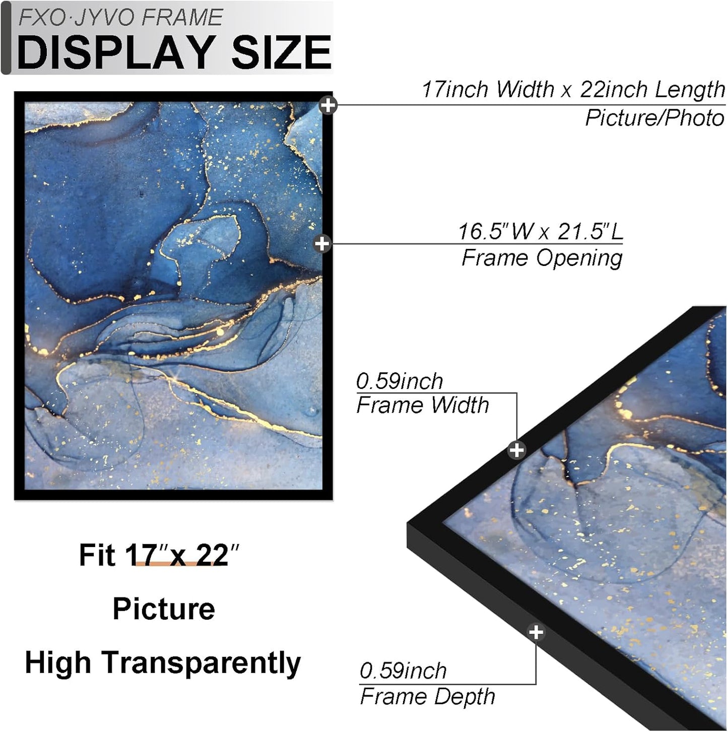 17x22 Picture Frame Set of 6, Black Frame for 17 x 22 Inch Picture Poster Photo, Light Weight and High Transparent 17 by 22 Frame for Wall - 6 Pack/Black/17 x22