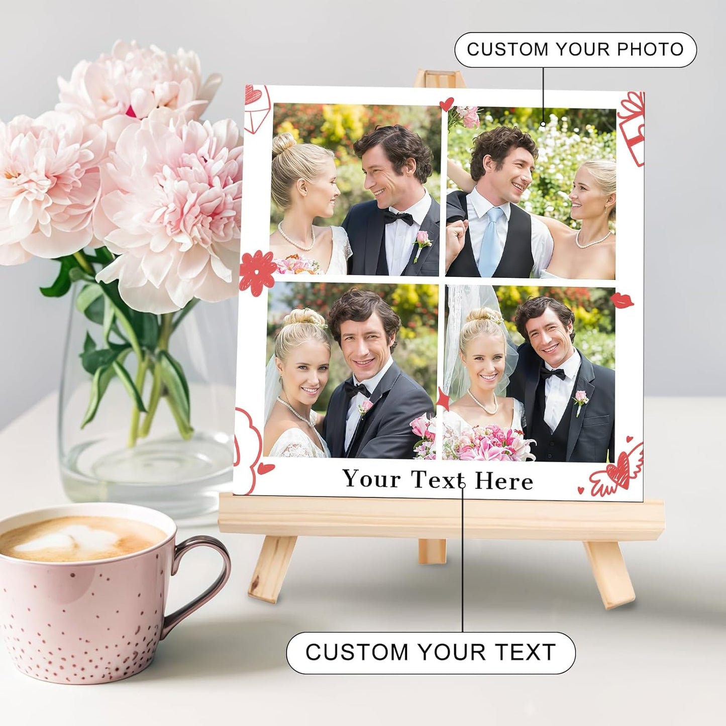 Custom Photo Frame with Stand, Personalized Picture Display, MDF and Wood Construction, Desktop Decor, Multiple Designs, Customizable Gift for Family and Friends
