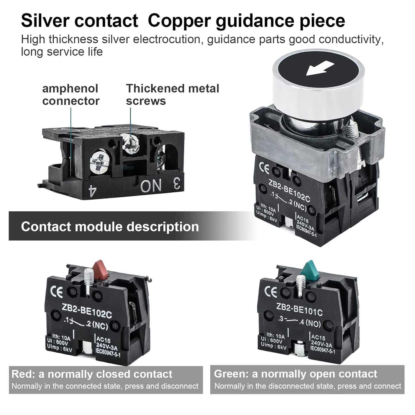 IP67 Button Switch Outdoor Waterproof Box 2 Push Button White Up Black Down Button with Protective Cover Anti-misoperation Switch(AC/DC 6A-110V/3A-240V/2.5A-380V)