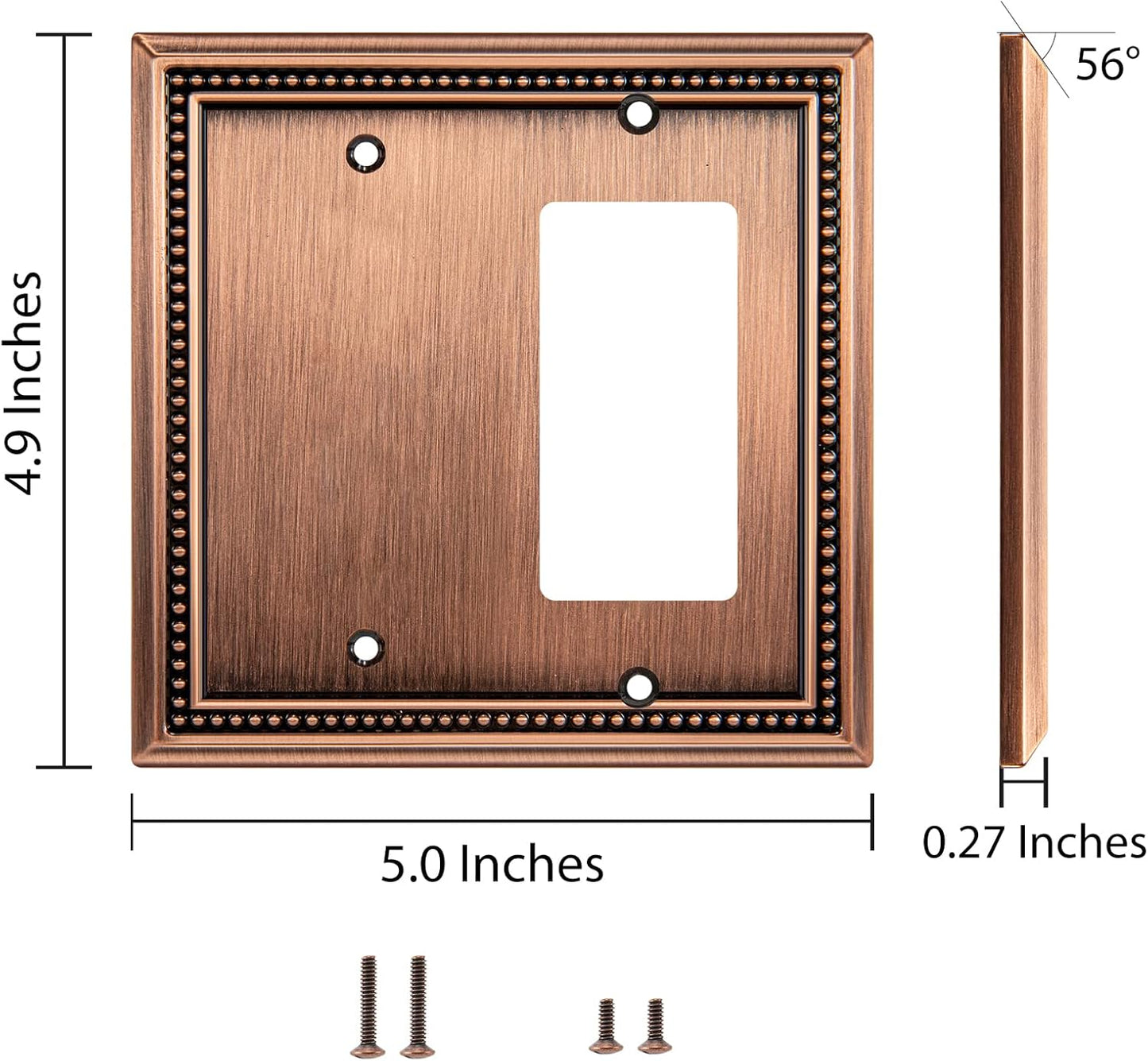 Henne Bery Sunken Pearls Heavy Duty Decorative Wall Plate Switch Plate Outlet Cover (Blank/Decorator, Antique Copper)