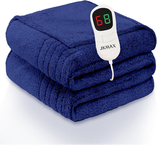 Heated Electric Blanket Full Size - 72"x84" Heating Blanket with 10 Heating Levels & 5 Time Settings Over-Heat Protection, Winter Warmer for Adults with ETL Certification（Navy Blue）