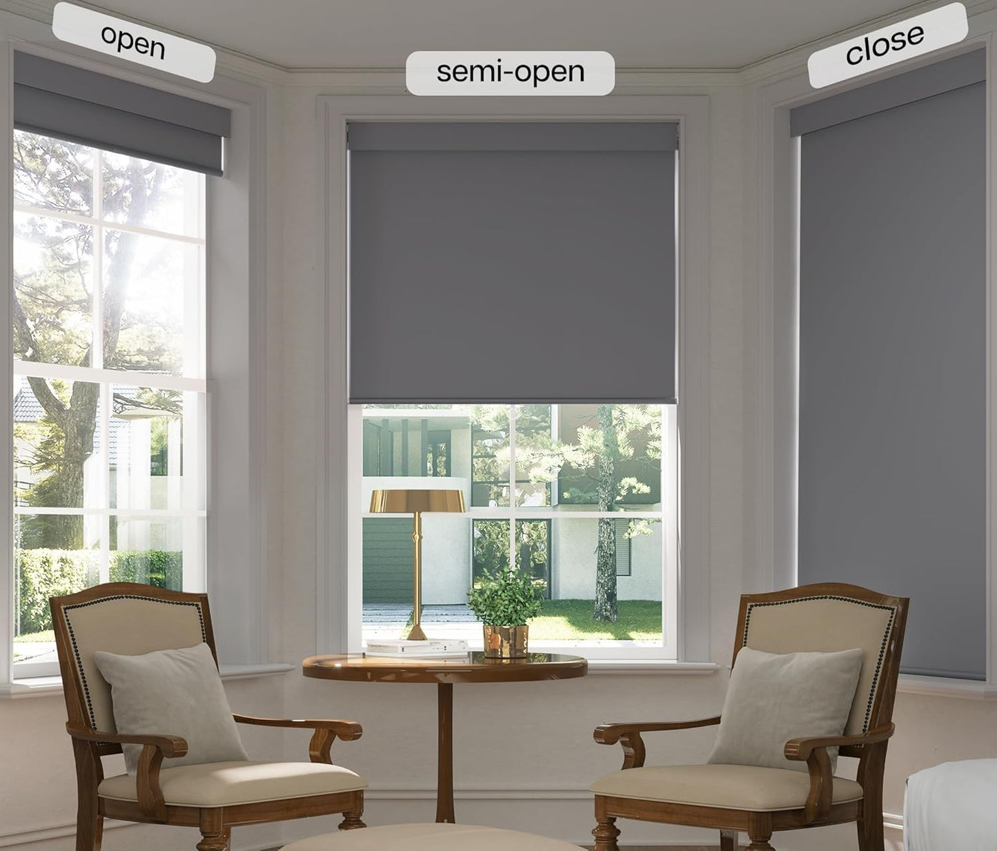 LazBlinds No Drill Blinds for Indoor Windows, Blackout Roller Shades, Cordless Window Blackout Blinds, Thermal Insulated Fabric UV Protection for Home and Office, 20" W x 48" H, Grey