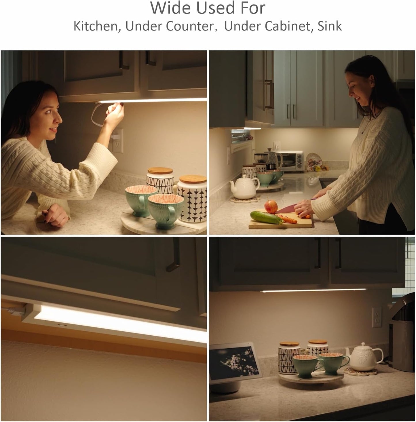 LED Under Cabinet Lighting Hardwired or Plug in, 40 Inch 20W, Dimmable 5 Color 2700K/3000K/3500K/4000K/5000K, Linkable Eyes Care Design Counter Lights for Kitchen, Sink, ETL Listed, White