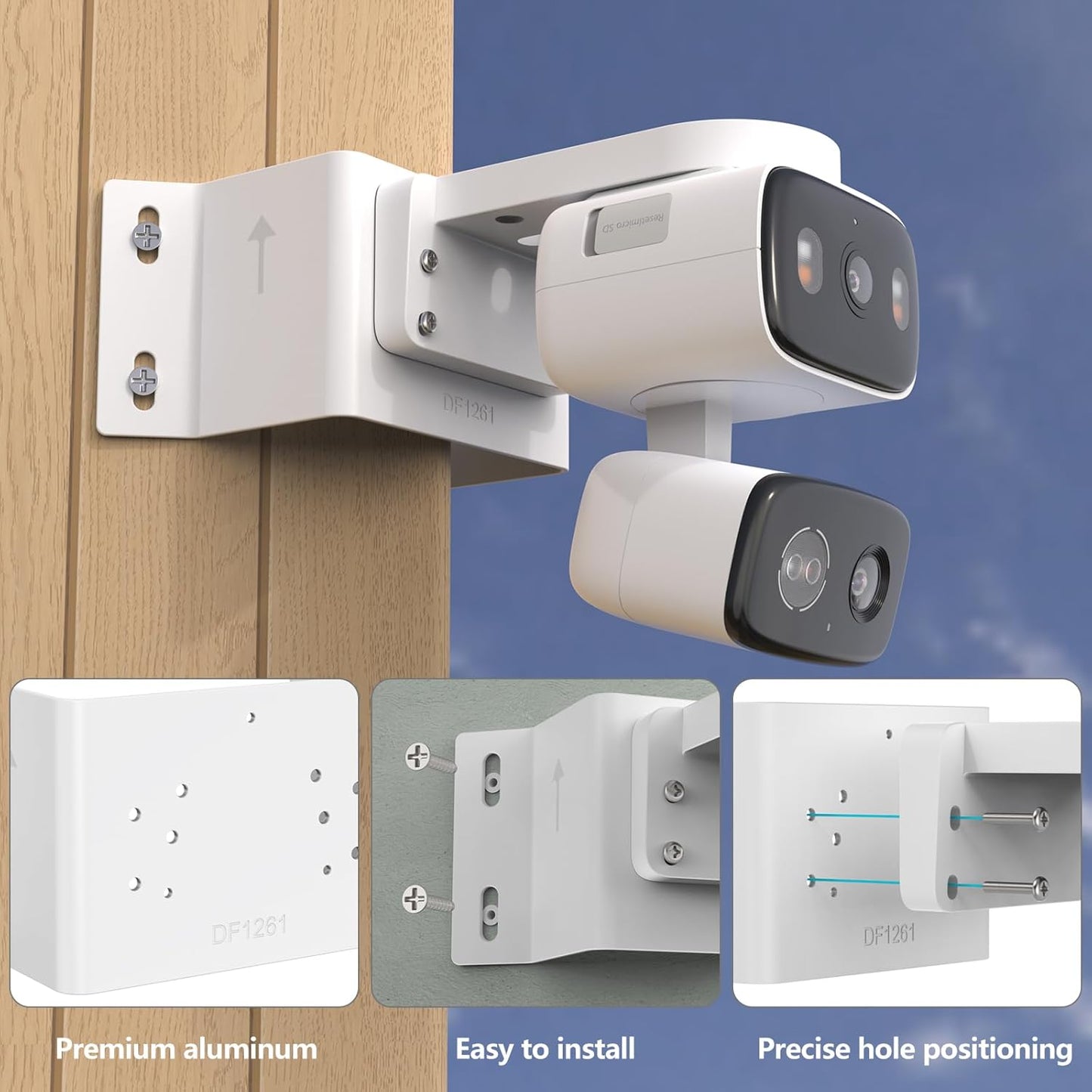 Corner Wall Mount Bracket Compatible with TP-Link Tapo C246D/C236/C216/C217/C113/C420/C400/C400 KIT/C460 Security Camera, Easy Installation with Precise Hole Positioning (White)