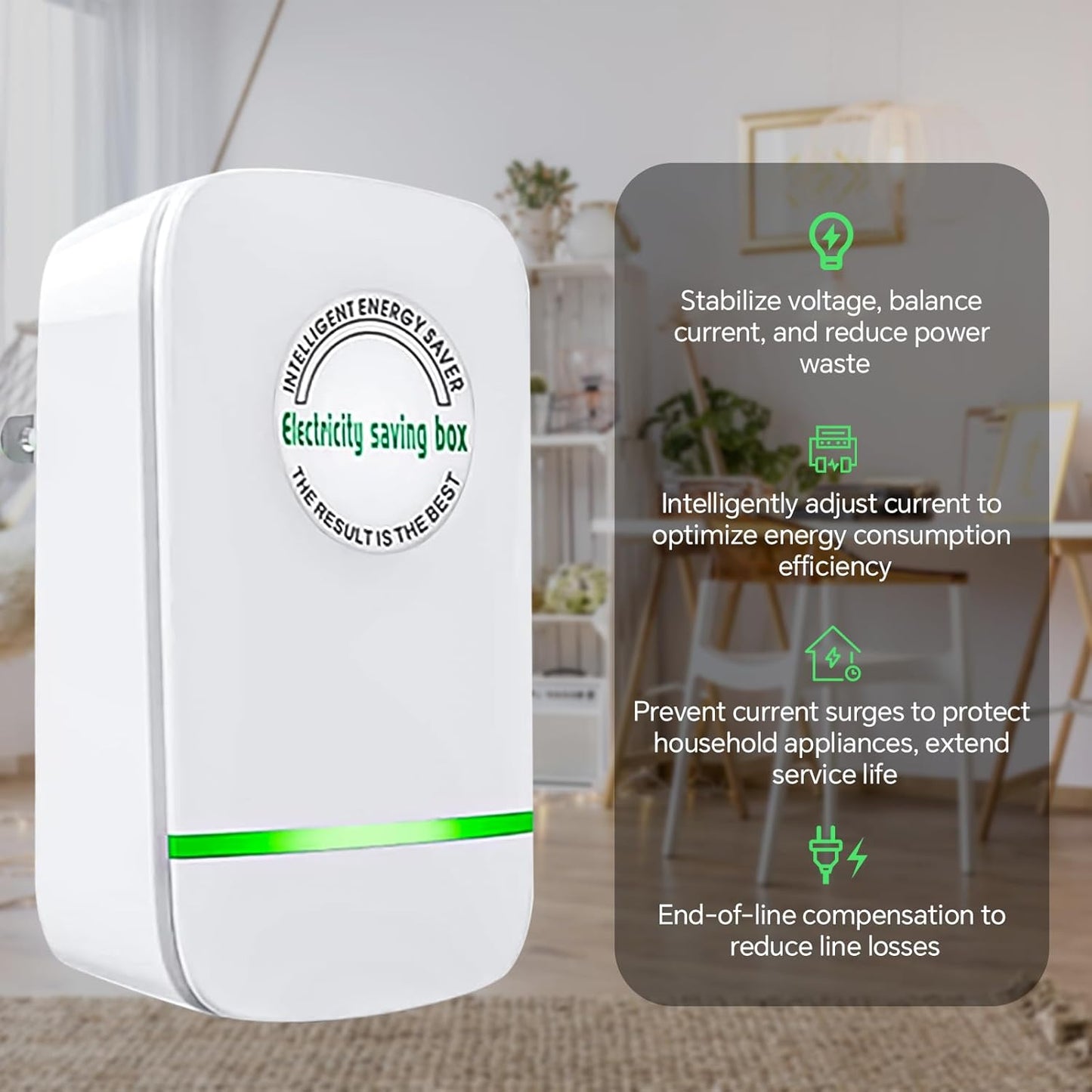 Power Saver Pro, 2025 Stop Watt Energy Saving Device, Intelligent Voltage Stabilization & Power Optimization Energy Saving Device, Household Office Electricity Saving Box US Plug 90V-250V 30KW 4Pack