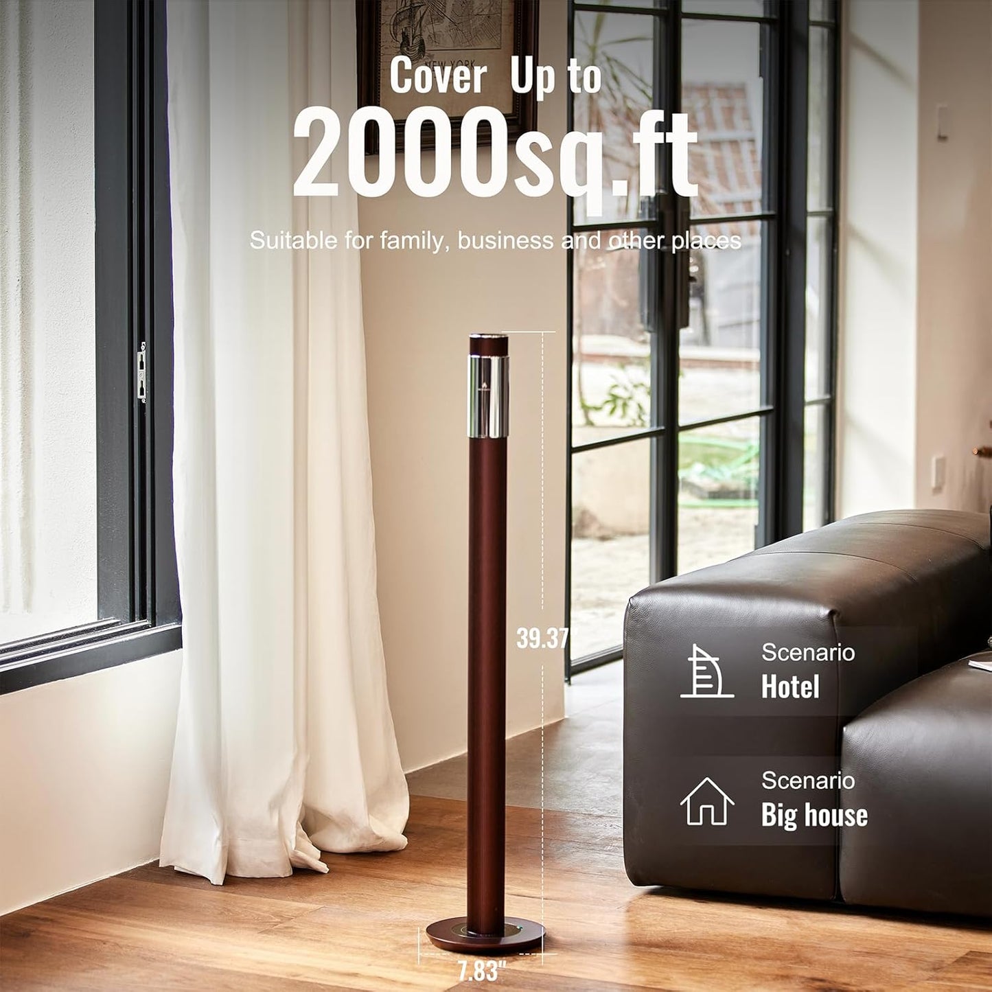 40-inch Large Waterless Essential Oil Diffuser, Luxury Hotel Diffuser, Cordless Rechargeable App Diffuser, Includes 120ml Essential Oils,2000Sq.Ft Coverage, for Home, Office, Spa, Hotel, Burgundy