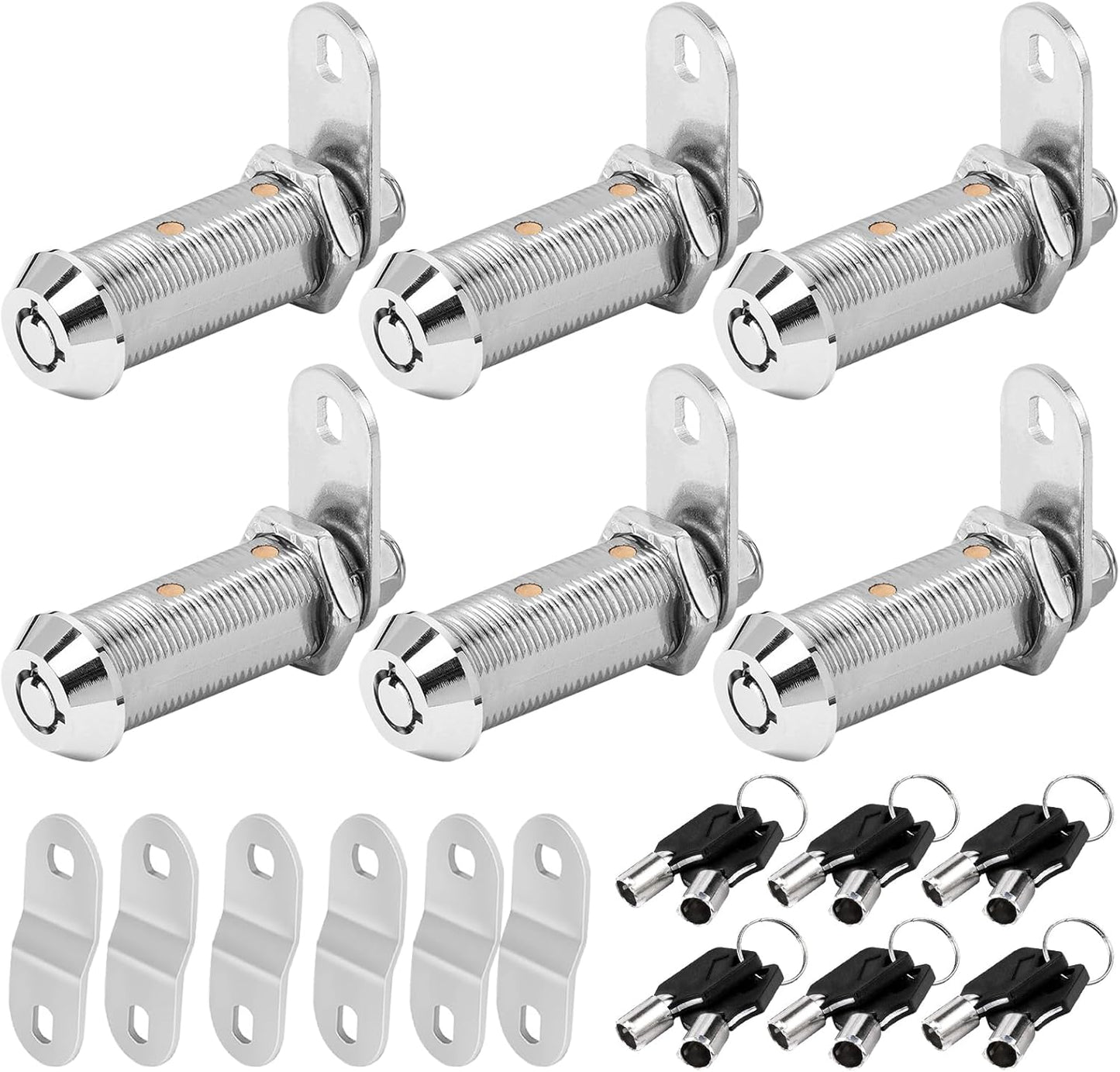 Cam Locks RV Storage Keyed Alike, 1-1/2" Fits 1-1/4" Max Door Thickness, Compartment Locks for Camper Trailer Cabinet With Keys (1-1/2 Inch 6Pack)