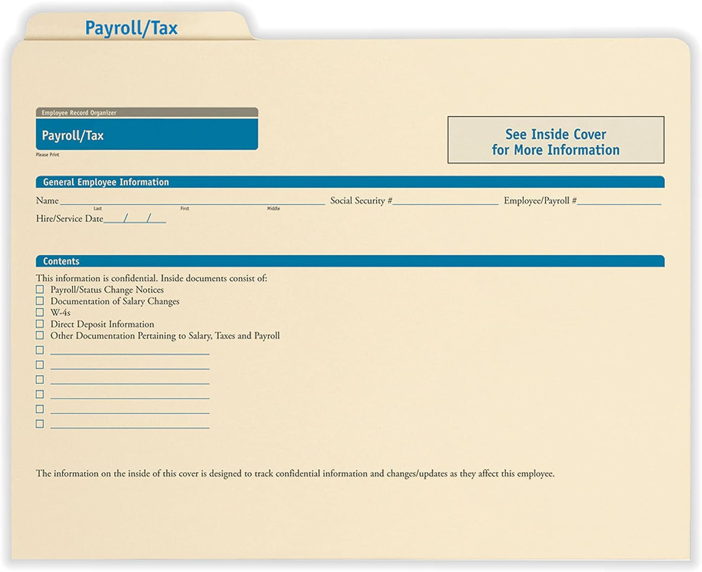 ComplyRight Payroll/Tax Folder - 11.75” x 9.5” - HR and Employee Management - 25-Pack