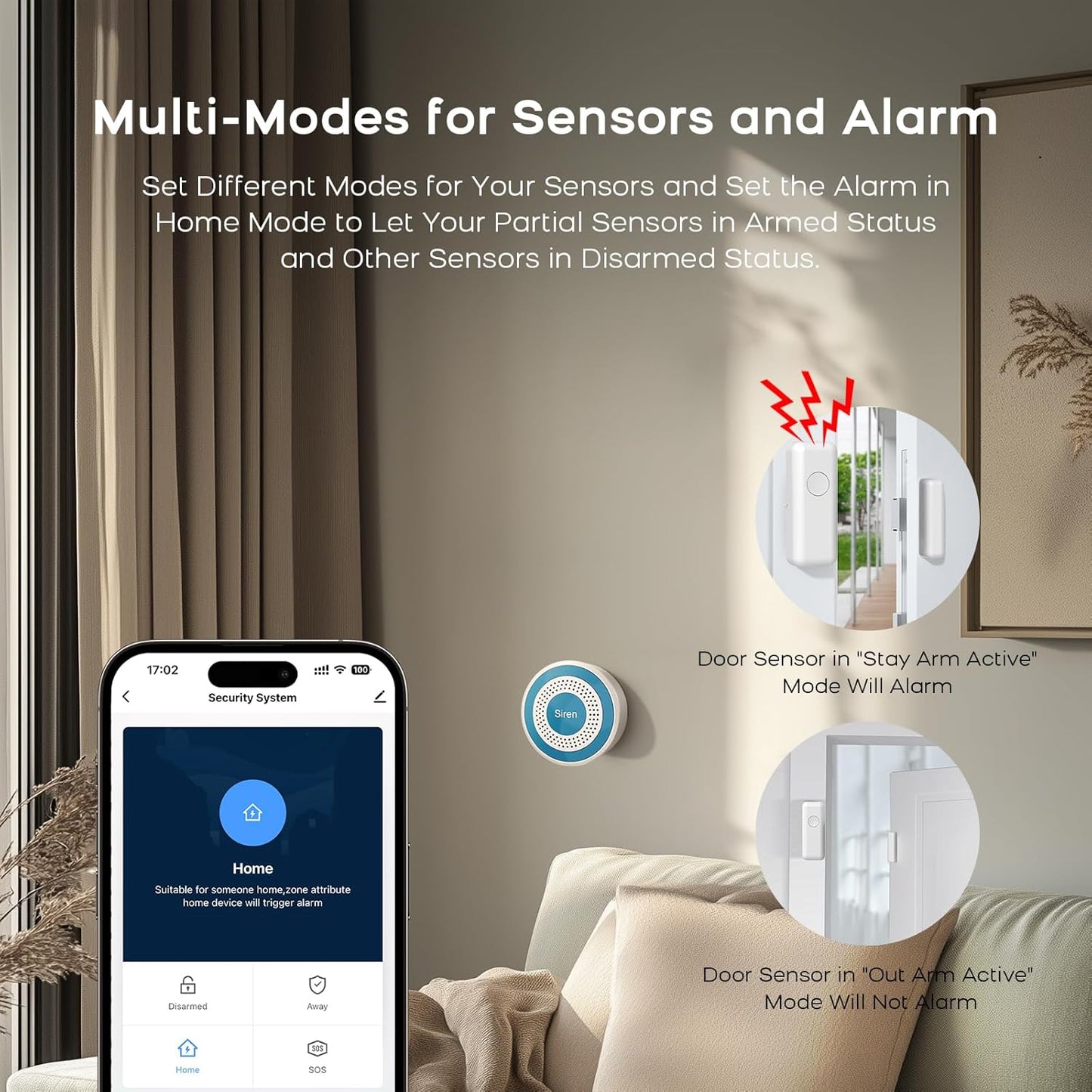 PGST Home Alarm System,Smart Home Security Systems with Instant Tuya App Alerts,8 Pieces Door Alarm Kits Siren Hub with Motion and Door Sensors,Remote,Work with Alexa for Villa,Apartment,Kids Safety