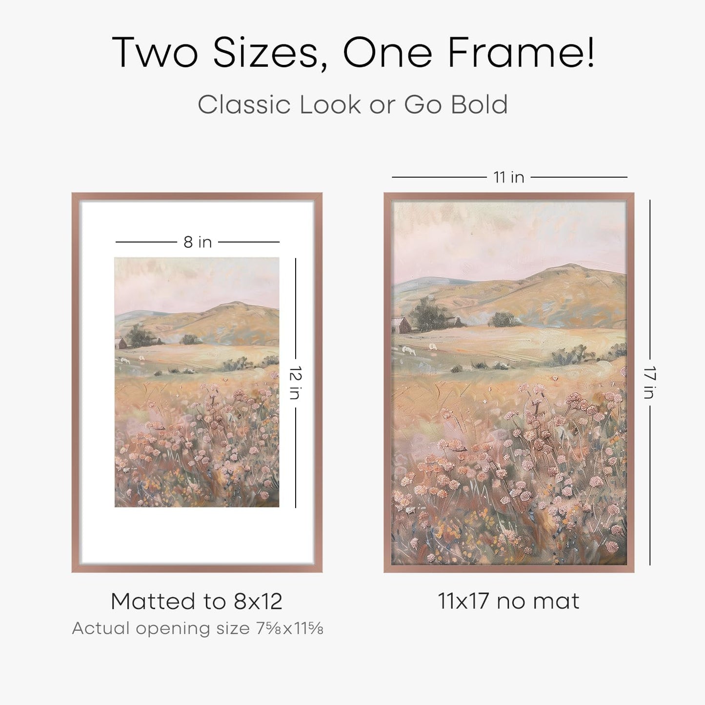 Homeforia 11 x 17 Picture Frame Mocha, High End Metal 11x17 Poster Frames with Mat 8x12 for Photo, 11 x 17 Mocha Frame Matted to 8 x 12 inch Print, 17x11 Thin Frame, Tempered Glass, Wall Kit, Set of 1