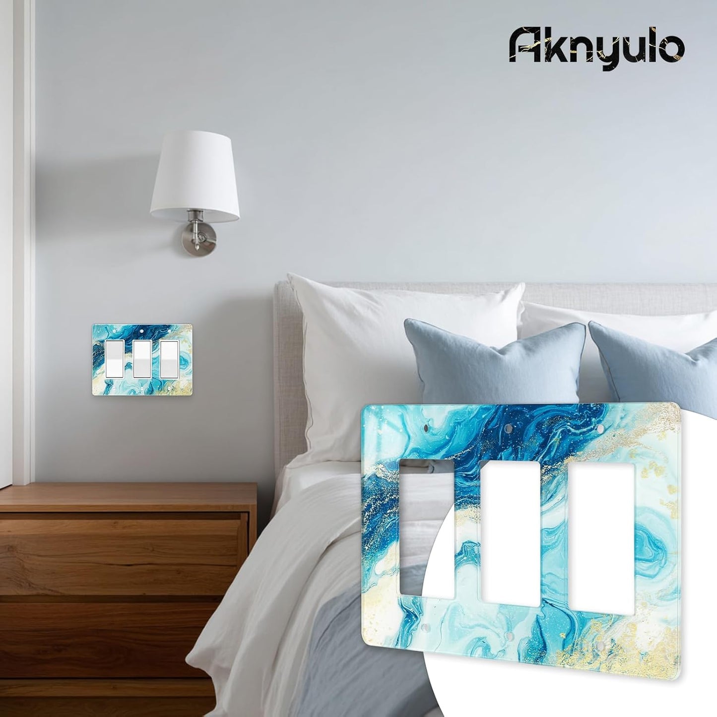 Elegant Marble Acrylic Light Switch Cover Decorative Wall Plate Outlet Covers Light Switch Plate Cover 3 Gang Switch Plate