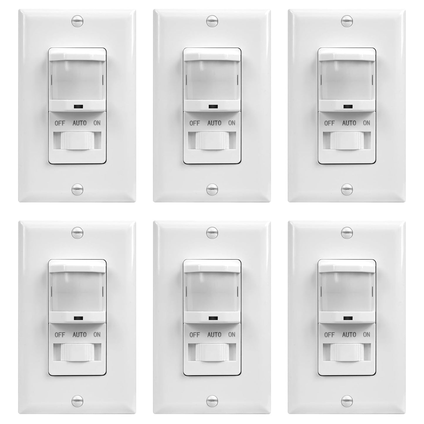 TOPGREENER in-Wall PIR Motion Sensor Light Switch, Motion Sensor Switch, Occupancy Sensor Switch, 4A, 500W, Single Pole, Neutral Wire Required, Wall Plate Included, TSOS5, White, 6 Pack