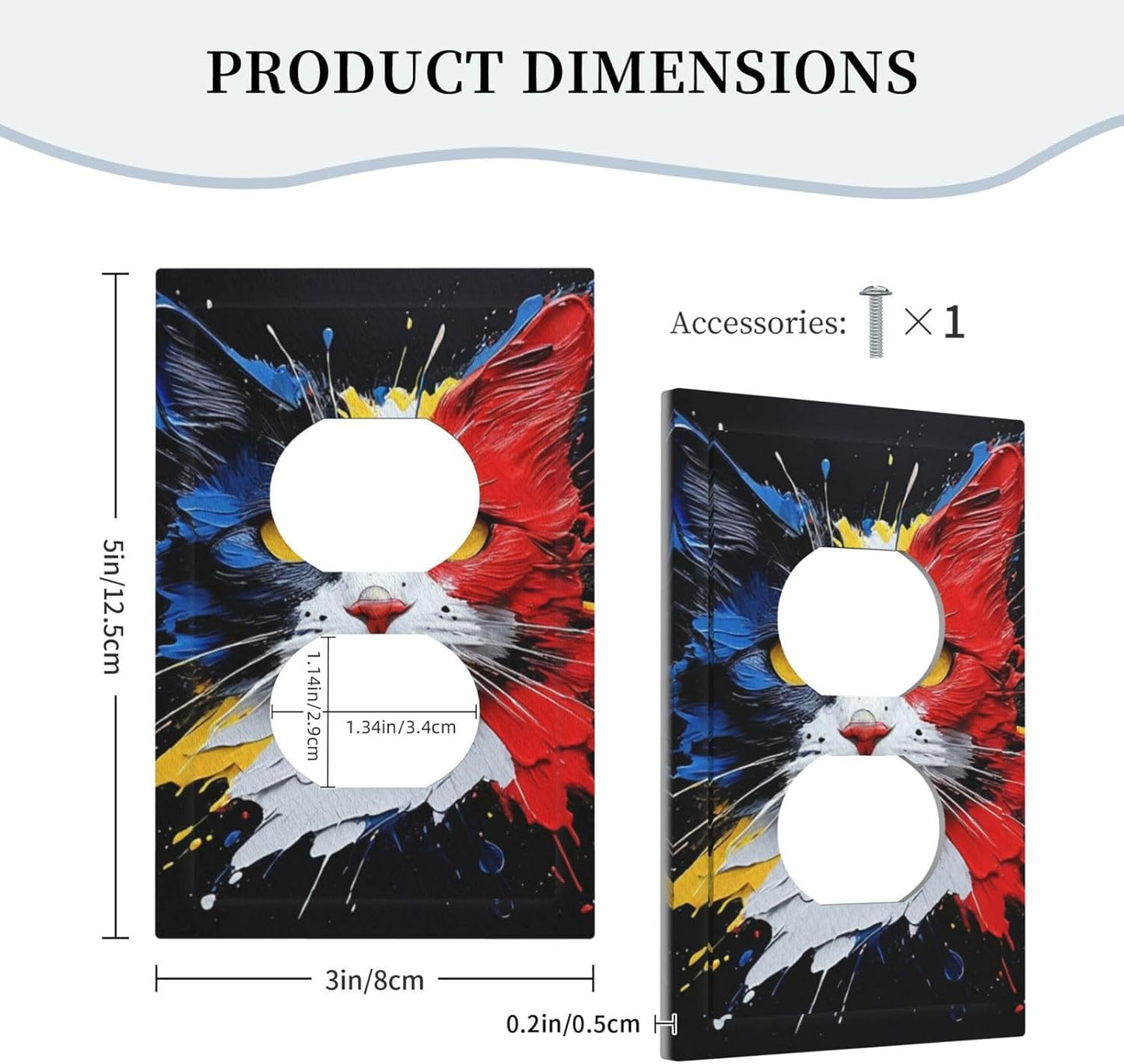 Decorative Outlet Covers Colorful Doodle Cute Funny Black Red White Cat 1 Gang Duplex Light Switch Cover Plate Wall Plates for Electrical Outlets Switchplate Faceplate