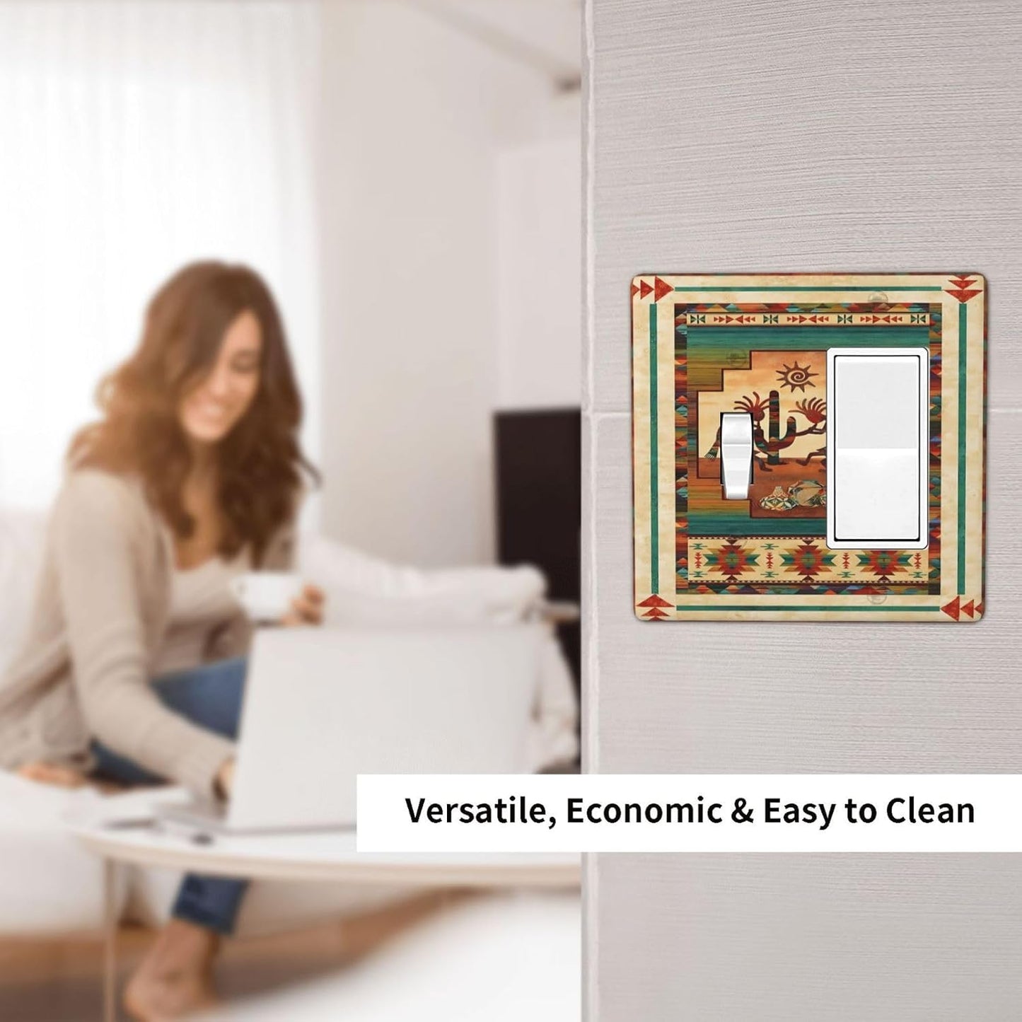 Decorative Outlet Covers Native American African Afro 2 Gang Wall Plate Single Toggle 1 Rocker Light Switch Cover Switch Plate Covers Faceplate for Home Bedroom Decor