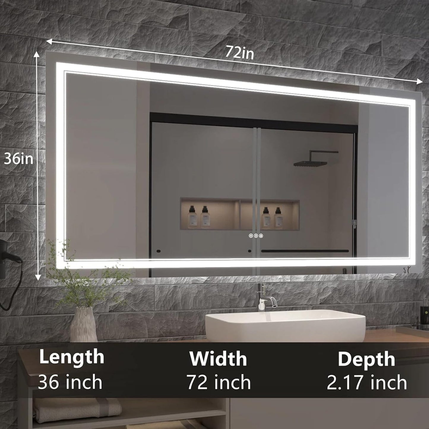 LED Bathroom Mirror with Lights, Wall Mirrors