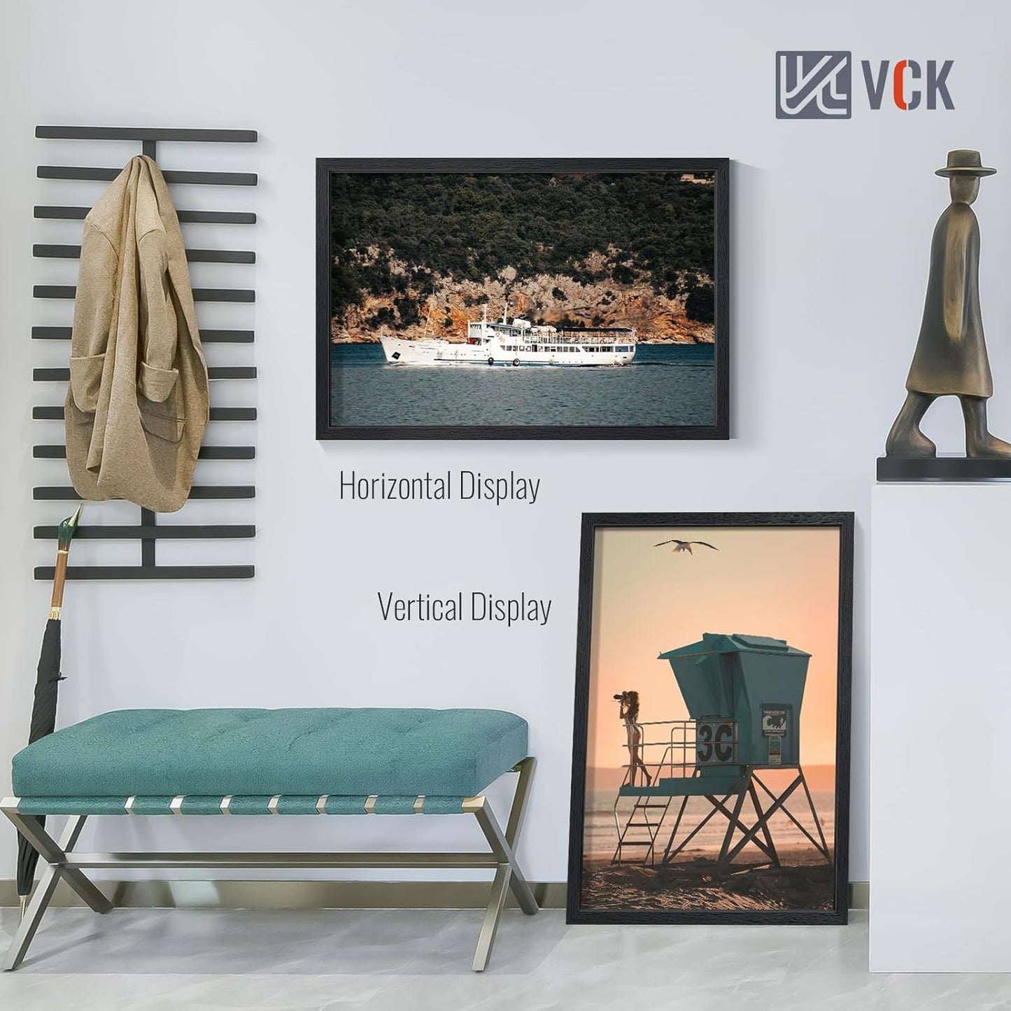 VCK 24x36 Poster Frames Black Set of 6, Wide Border Wood Picture Frame, Multi-Directional Display Family Photos, Office Prints, Studio/Gallery Art, Woodgrain Series, Wall Hanging