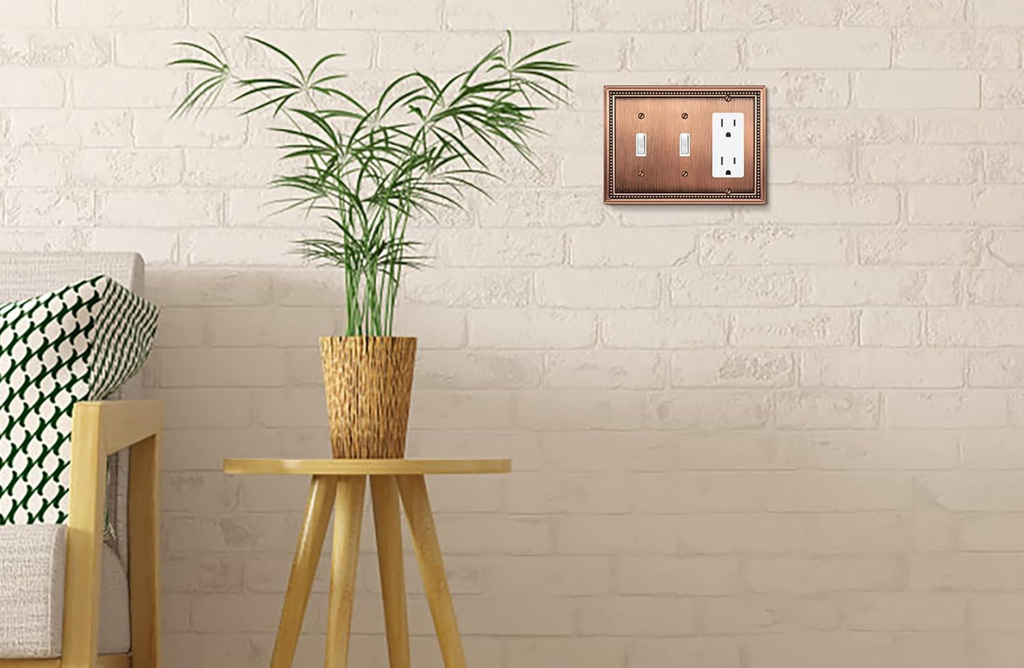 Henne Bery Sunken Pearls Heavy Duty Decorative Wall Plate Switch Plate Outlet Cover (Double Toggle/Single Decorator, Antique Copper)