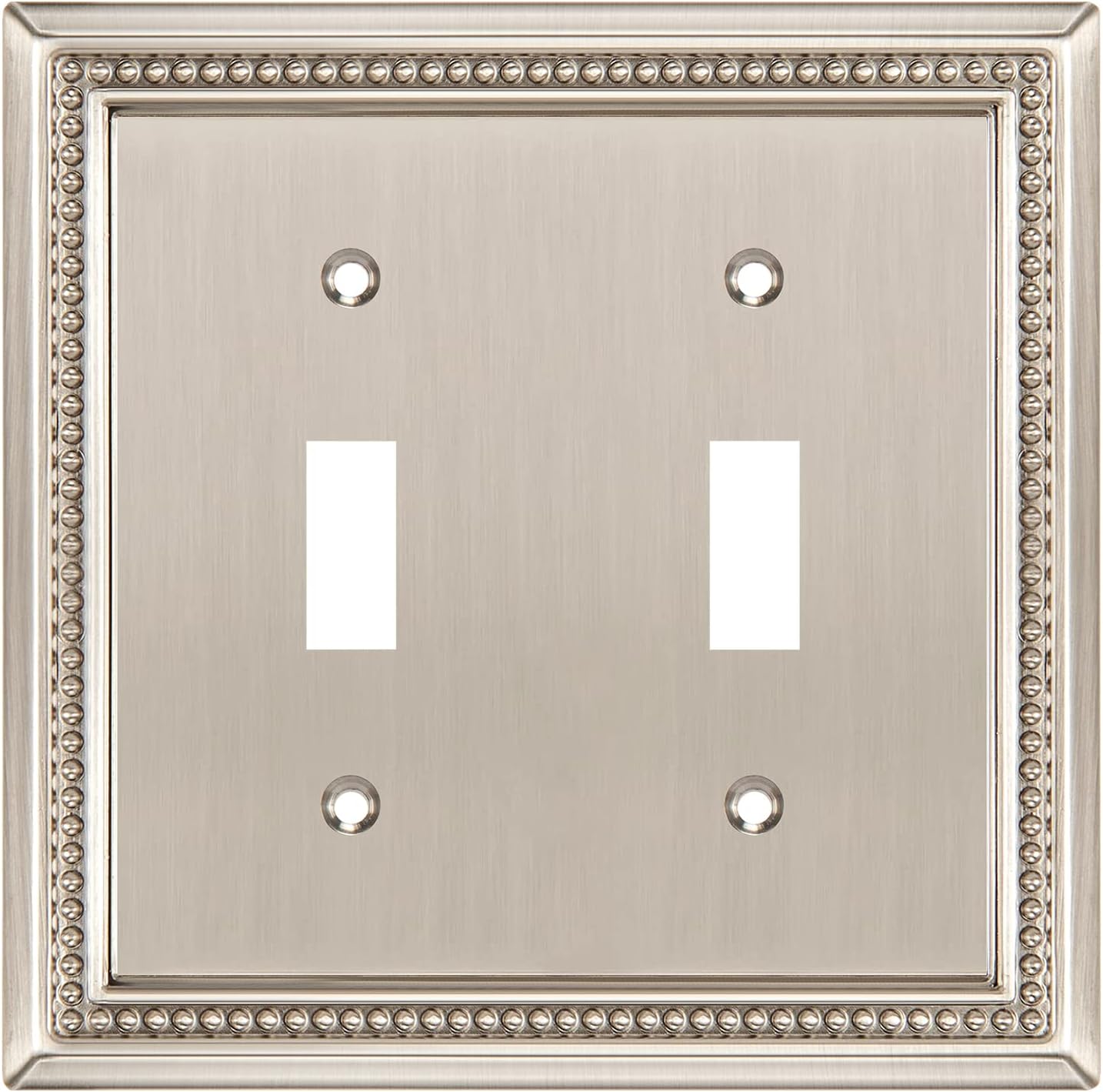 Henne Bery Sunken Pearls Heavy Duty Decorative Wall Plate Switch Plate Outlet Cover (Double Toggle, Satin Nickel)