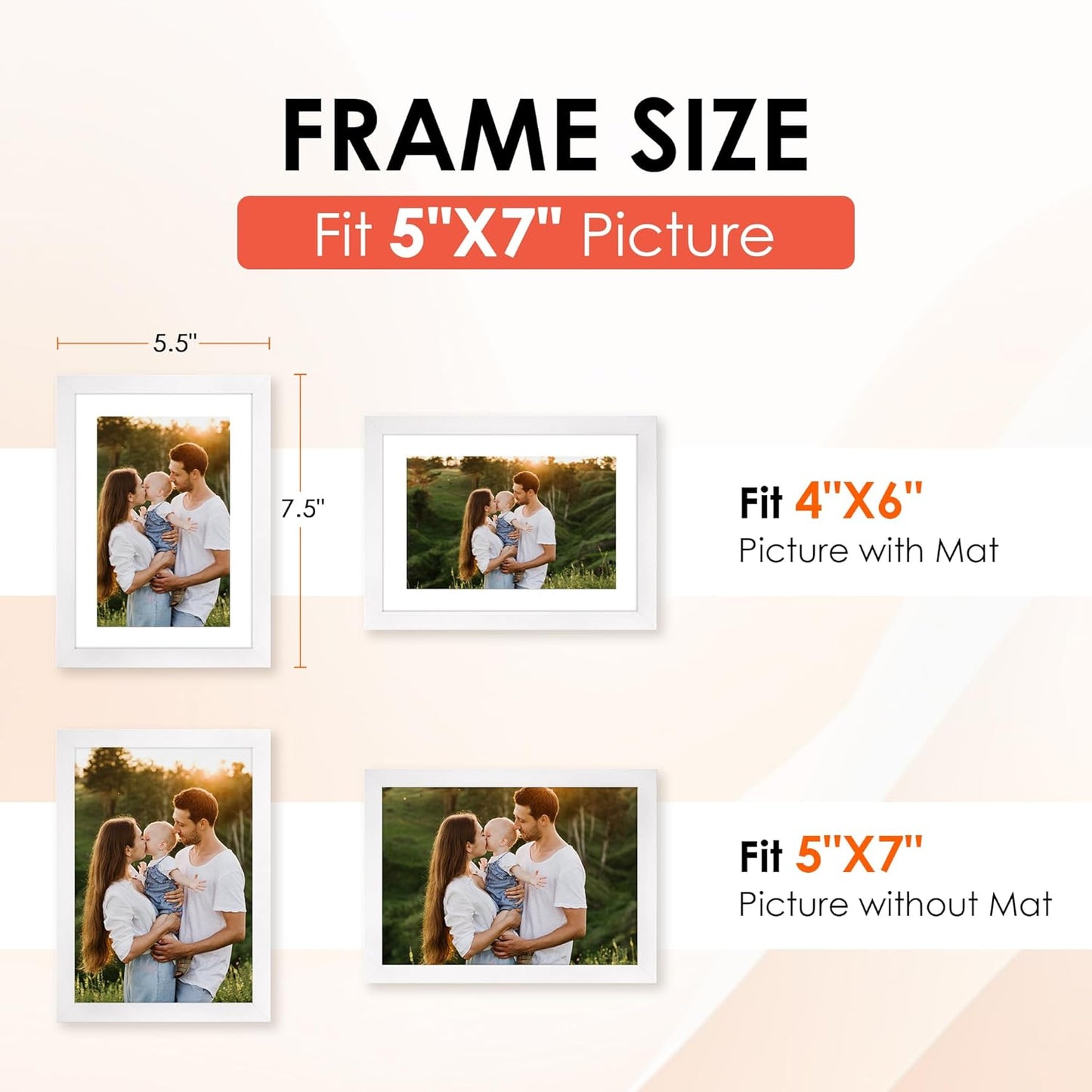 FIXSMITH 5x7 Picture Frame Set of 10, White Photo Frames Bulk with HD Plexiglass, Display Pictures 4x6 with Mat or 5x7 Without Mat, Multi Picture Frames Collage for Tabletop or Wall Display