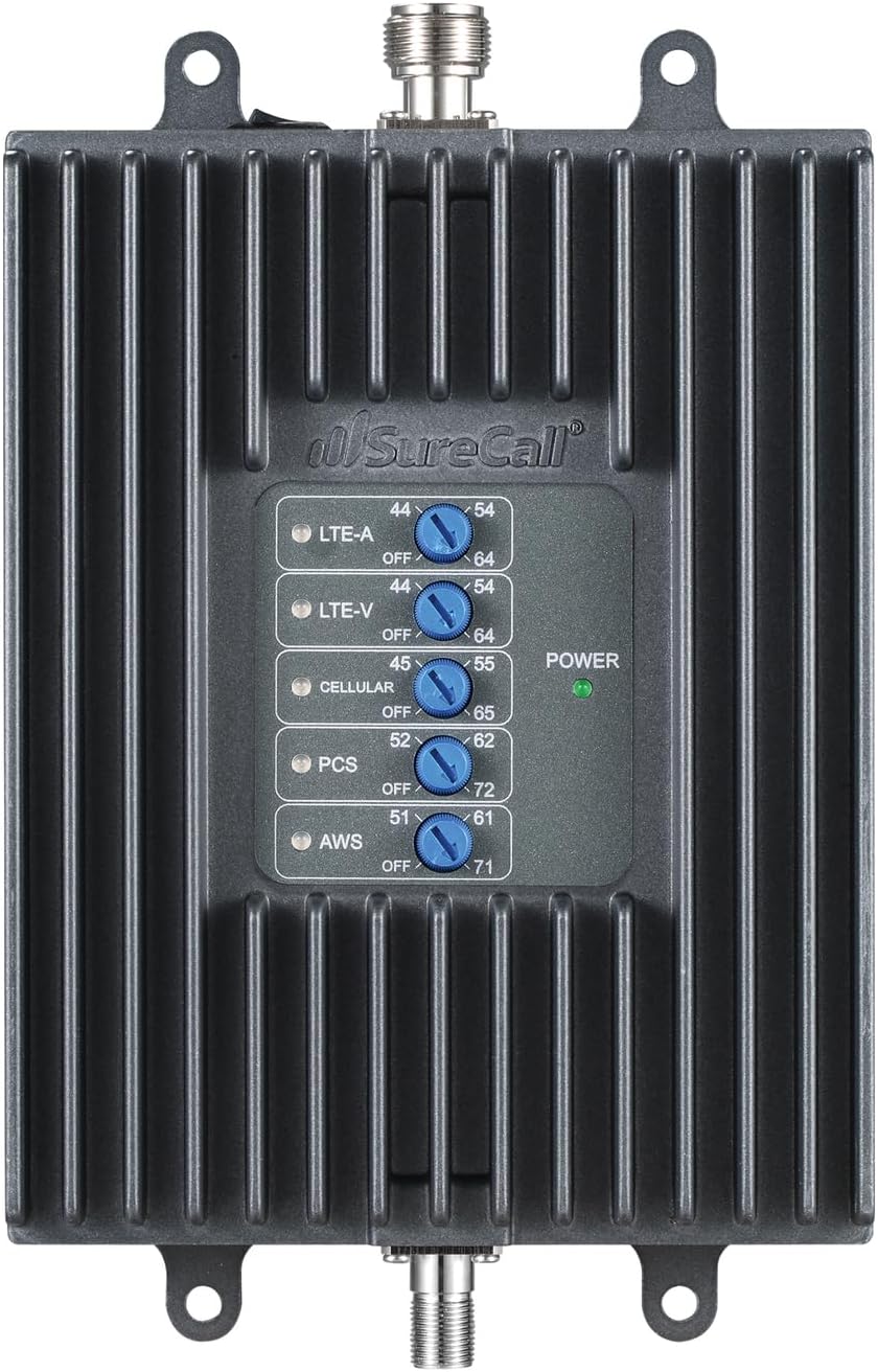 SureCall Fusion4Home Cell Phone Signal Booster up to 5000 sq ft, Includes Upgraded RG-11 Cable, Boosts 5G/4G LTE, Home & Office, Multi-User, All Carriers, FCC Approved