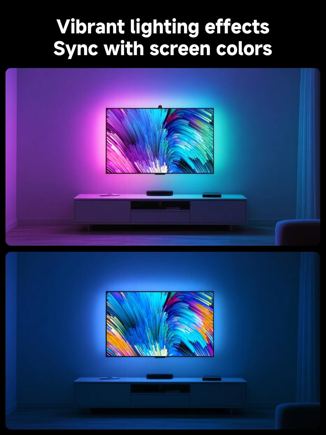 GIPOYENT TV LED Backlights with Camera, 10.5FT RGB Lights That Change with for 32-50 InTV, Music Sync LED Light with Smart App Control - RGB Color Changing Light Strip for Bedroom