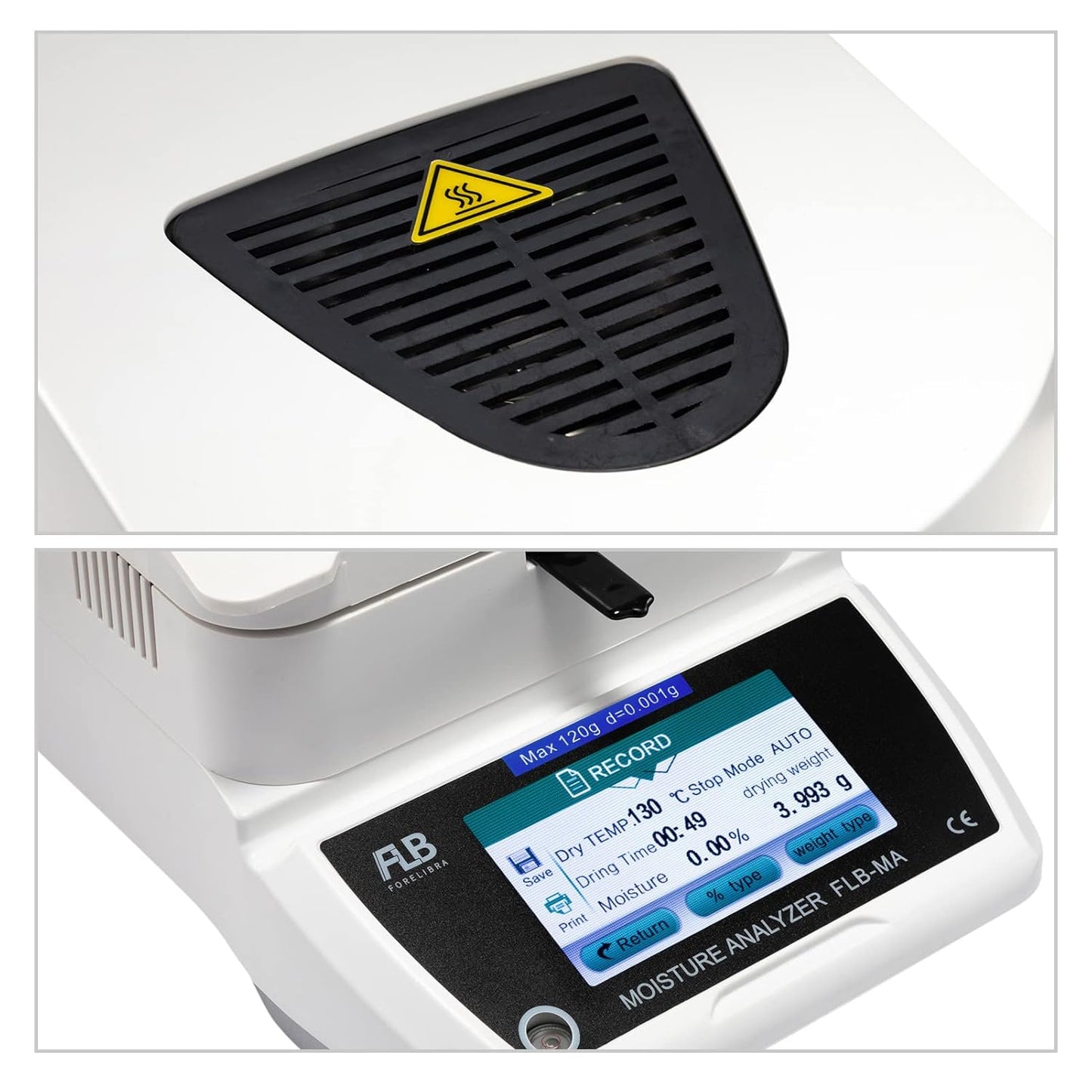 Moisture anlyzer Spanish English Germany Menu Balance Meter 0.01% Readability 0.001g 110V 3 Drying Modes Touch Screen RS232 Interface Water Content Test (50g0.001g)…