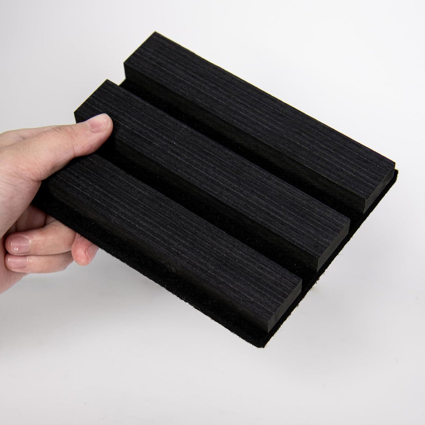 Sample Wood Salt Acoustic Wall Panels, Soundproof Wooden Wall Panels, 3D Fluted Sound Absorbing Panel, Matte Black, Sample Pack