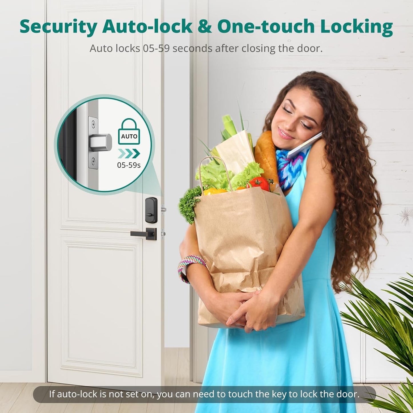 DS10 Keyless Entry Door Lock with Handle Set - Fingerprint Deadbolt, Electronic Keypad Deadbolt, Smart Locks for Front Door, Auto-Lock & One Touch Locking - Oil Rubbed Bronze