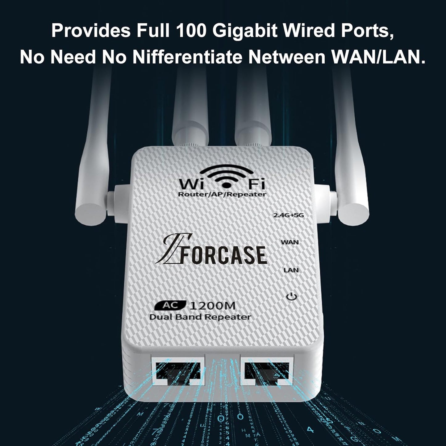 WiFi Extender Signal Booster Dual Band 5.8GHz&2.4GHz, w/6 Antennas WiFi Booster for Home Coverage up to 10200 Sq.ft, Signal Amplifier 1200Mbps WiFi Repeater w/Ethernet Port, 1-Tap Setup