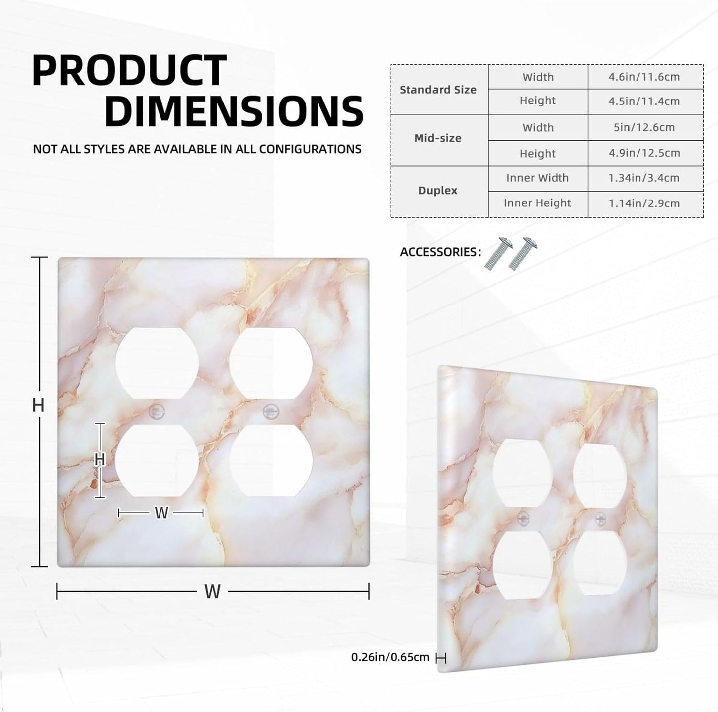 Outlet Covers Pink Jade Marble Granite 2 Gang Double Duplex Decorative Light Switch Covers Electrical Wallplates Socket Faceplate For Bathroom Kitchen Decor